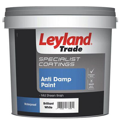 Leyland Trade White Mid sheen Anti-damp paint, 5L