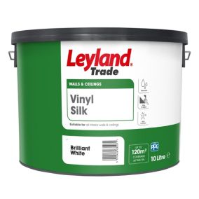 Leyland Trade White Vinyl silk Emulsion paint, 10L