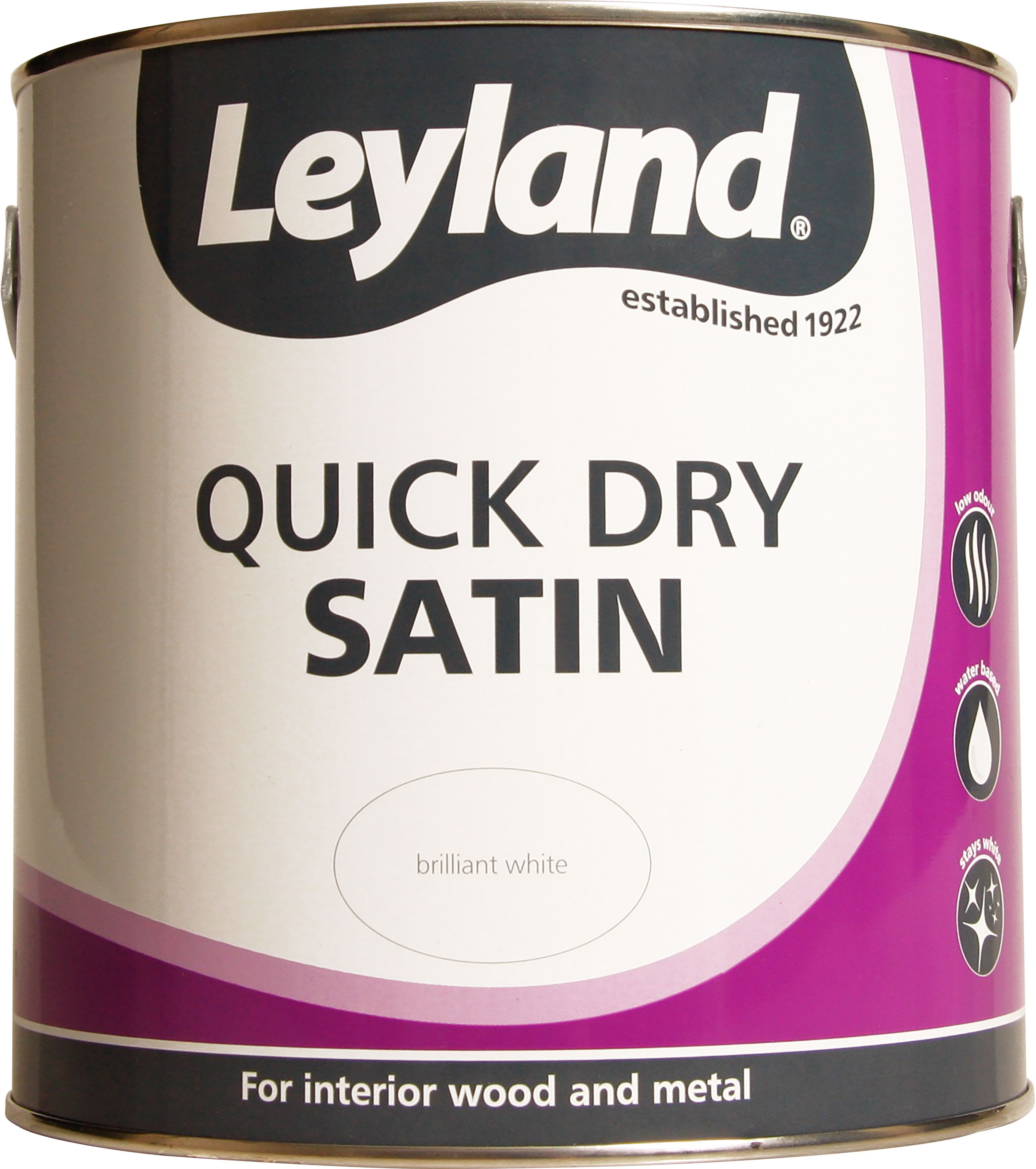 Leyland White Satinwood Metal & wood paint, 2.5L