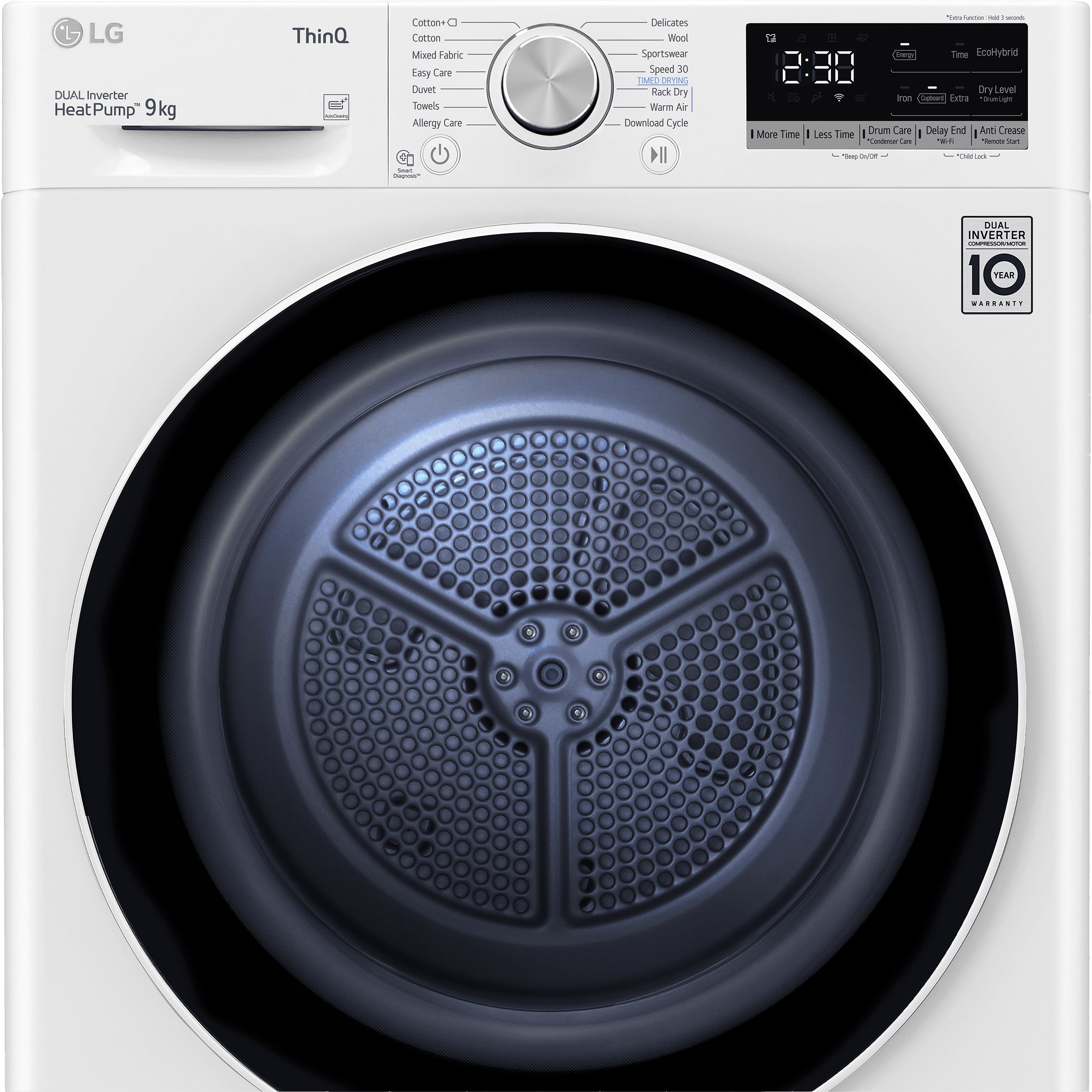 LG FDV709W 9kg Freestanding Heat pump Tumble dryer - White