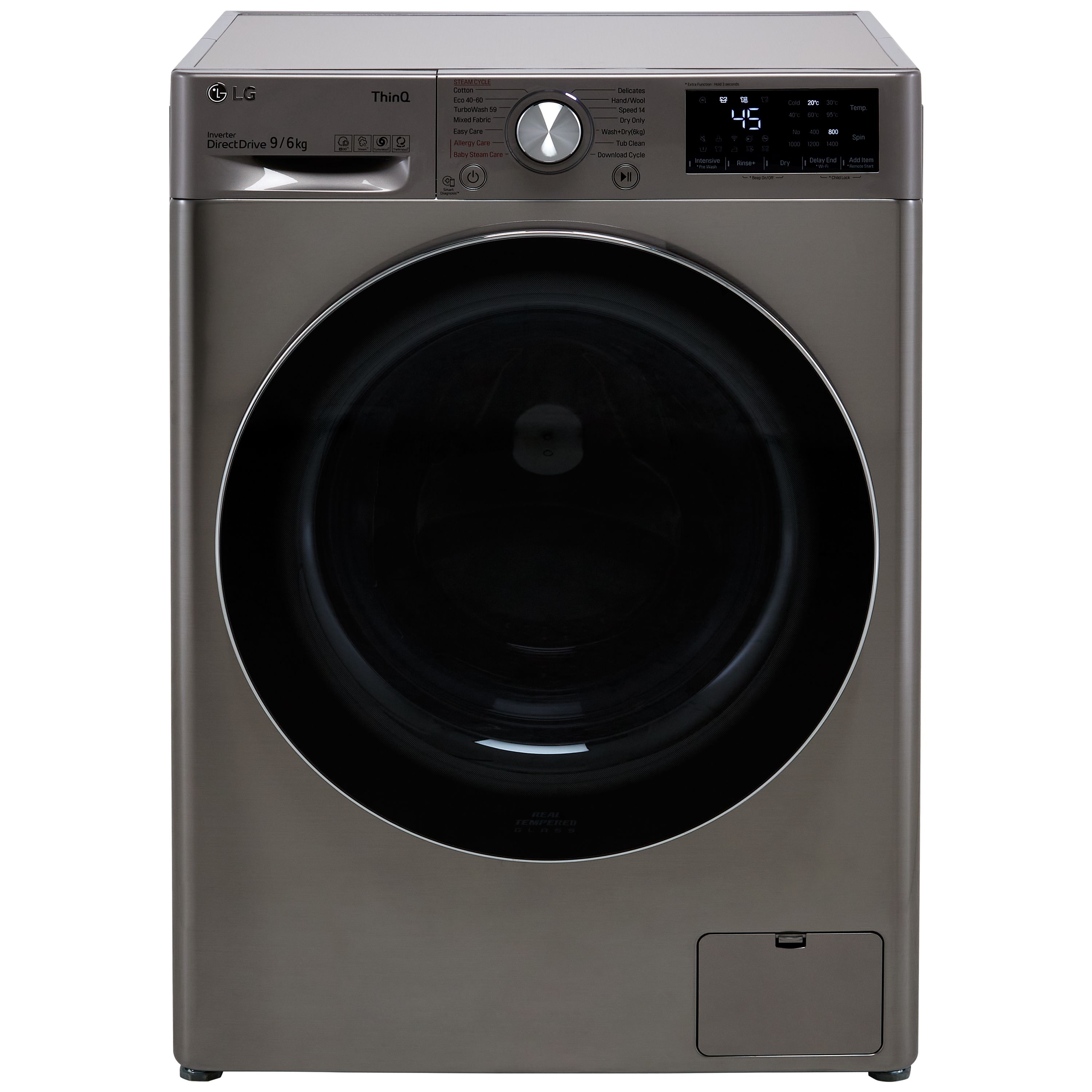 LG FWV796STSE 9kg/6kg Freestanding Condenser Washer dryer Graphite