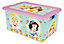 Licenced Homeware Multicolour Princess Tea Party 35L Plastic Stackable Toy Storage box & Lid