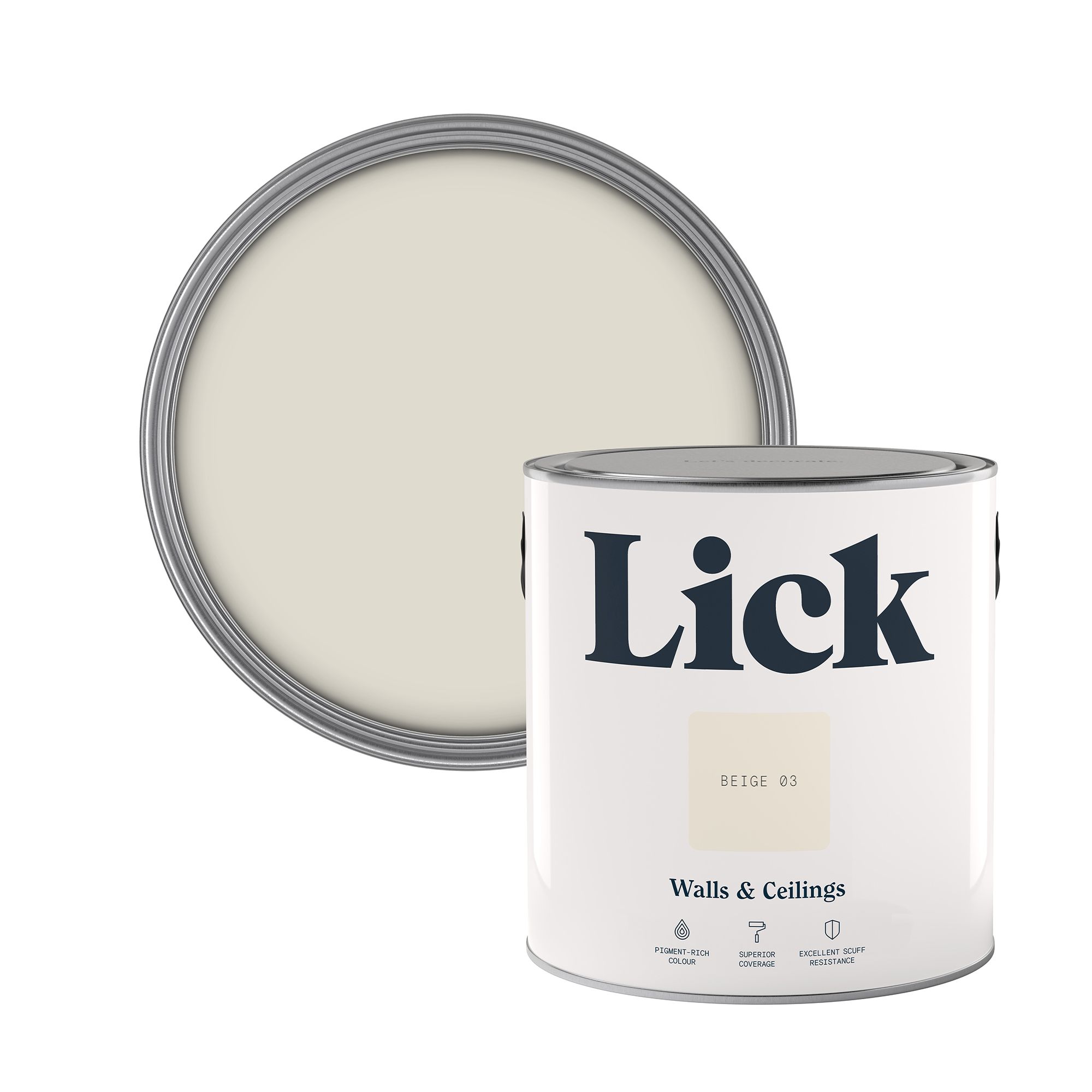 Lick Beige 03 Matt Wall & ceiling Emulsion paint, 2.5L