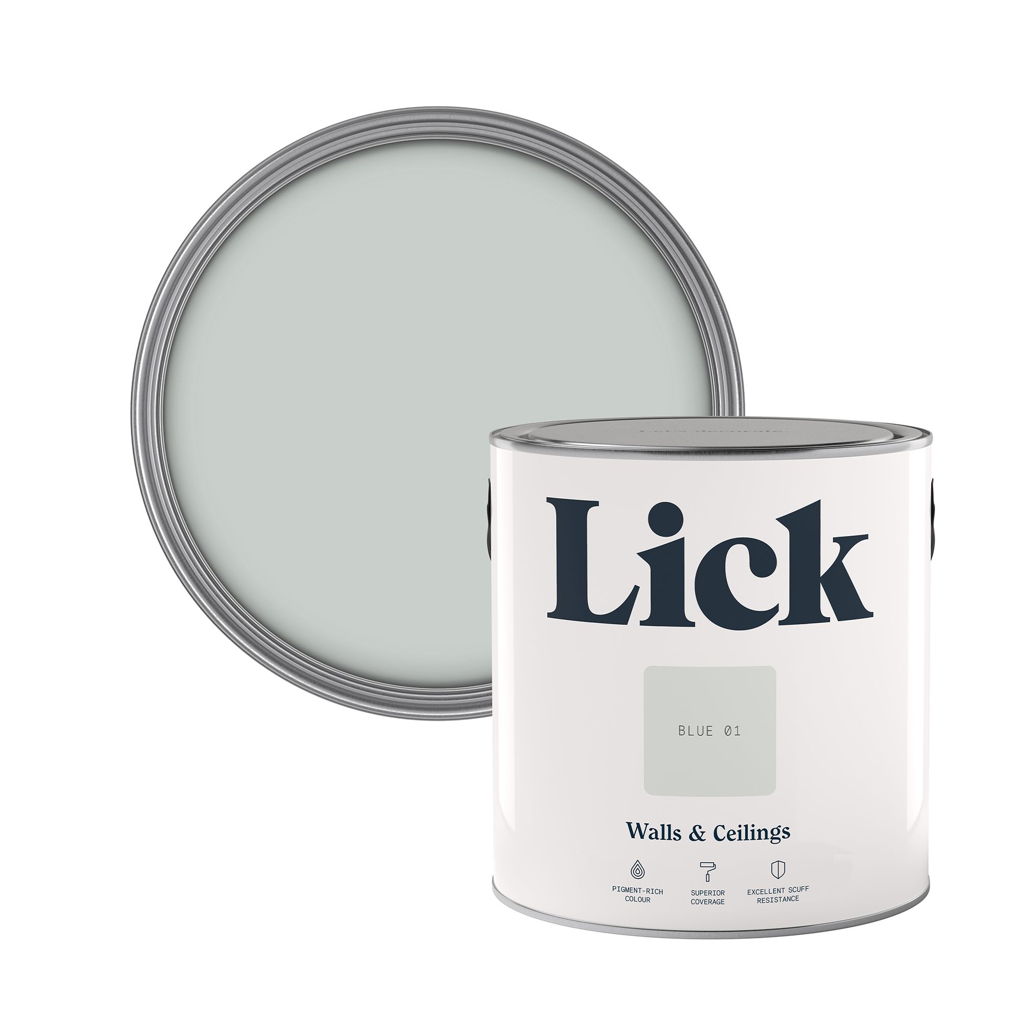 Lick Blue 01 Matt Emulsion paint, 2.5L