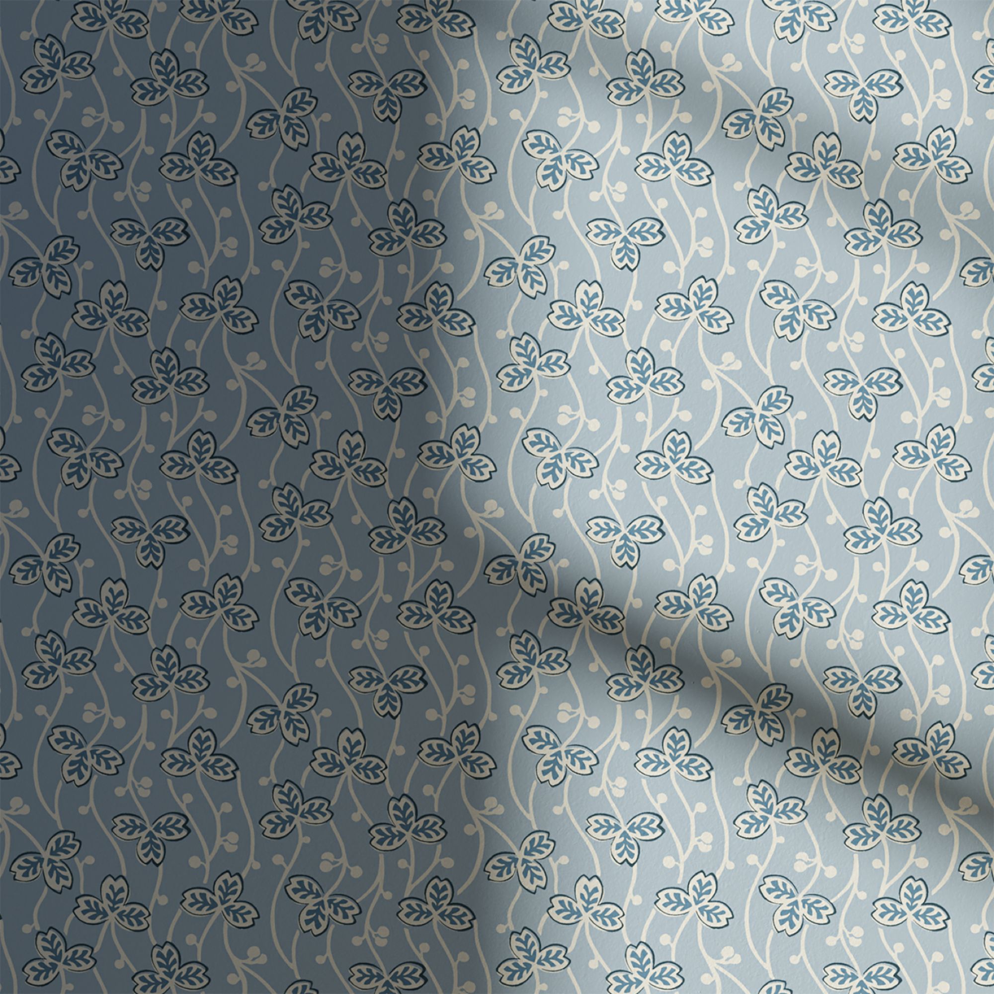 Lick Blue & White Clover 03 Textured Wallpaper