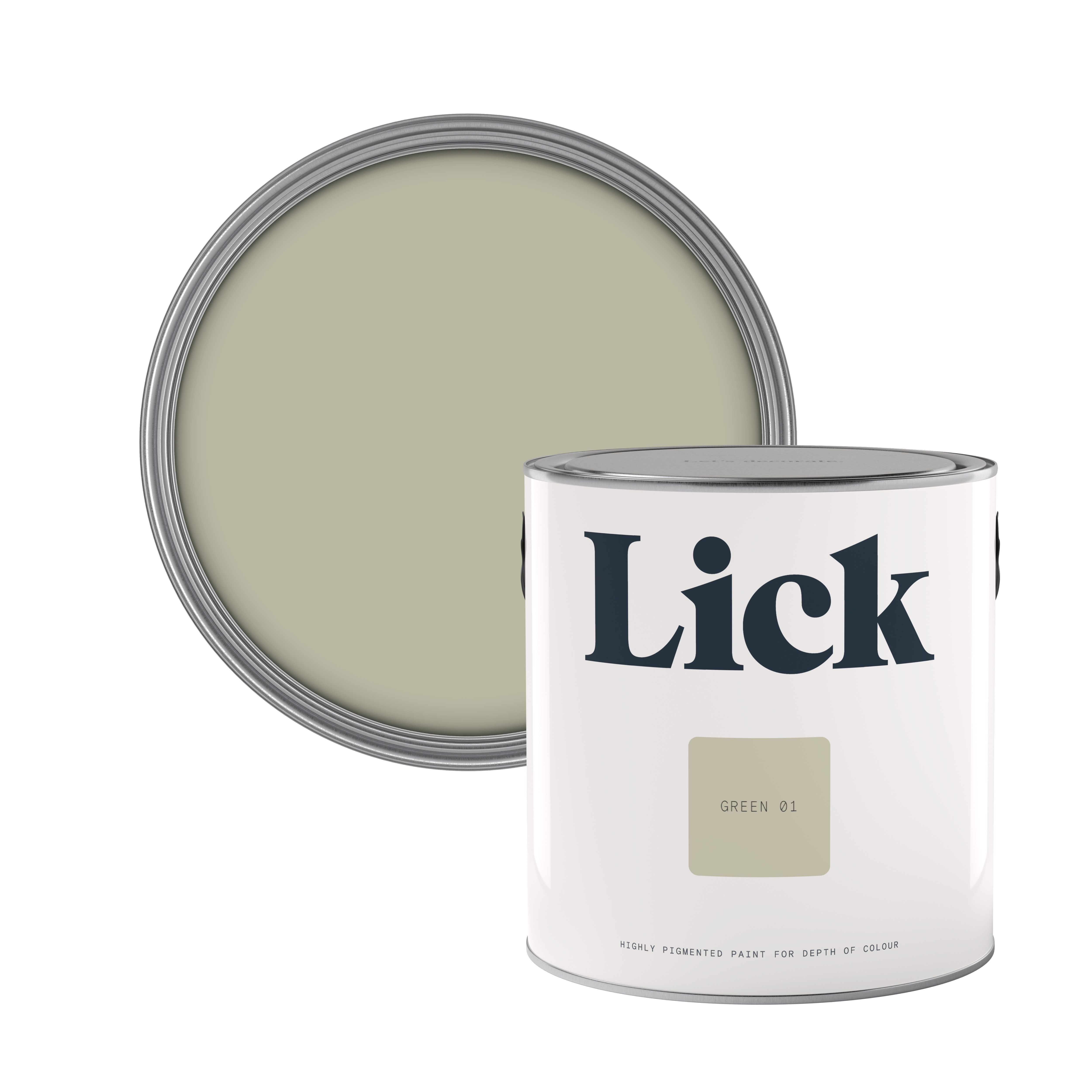 Lick Green 01 Eggshell Emulsion paint, 2.5L