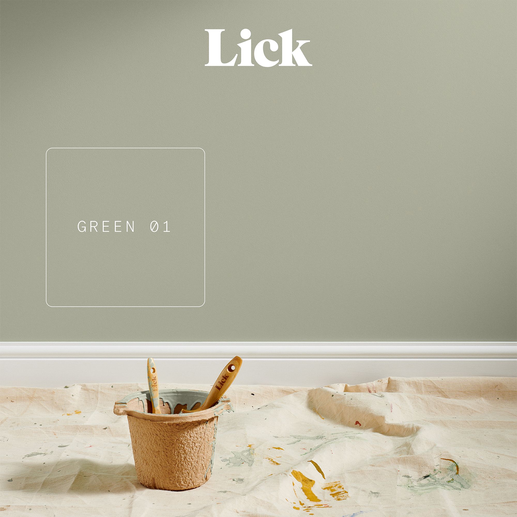 Lick Green 01 Eggshell Emulsion paint, 2.5L