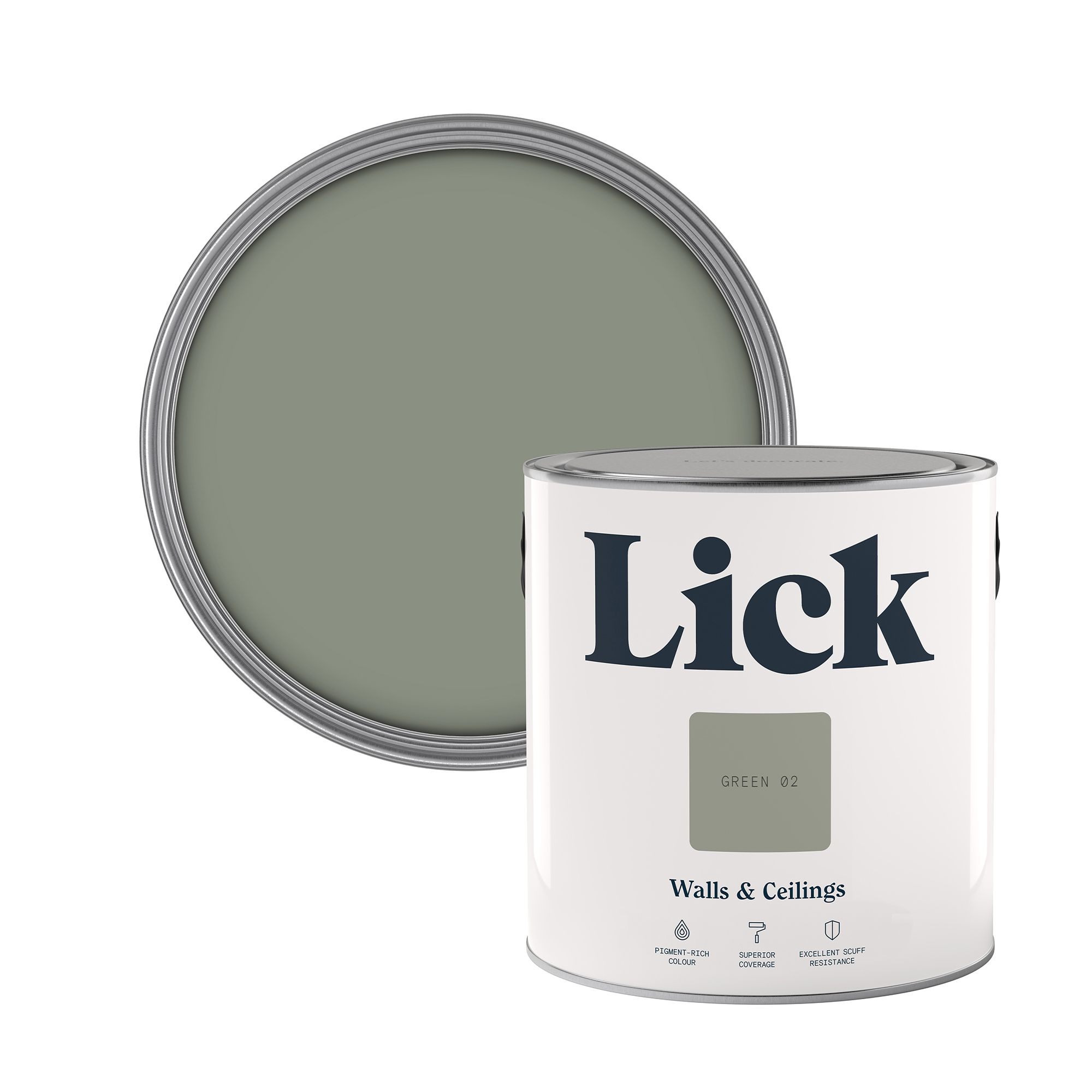 Lick Green 02 Matt Wall & ceiling Emulsion paint, 2.5L