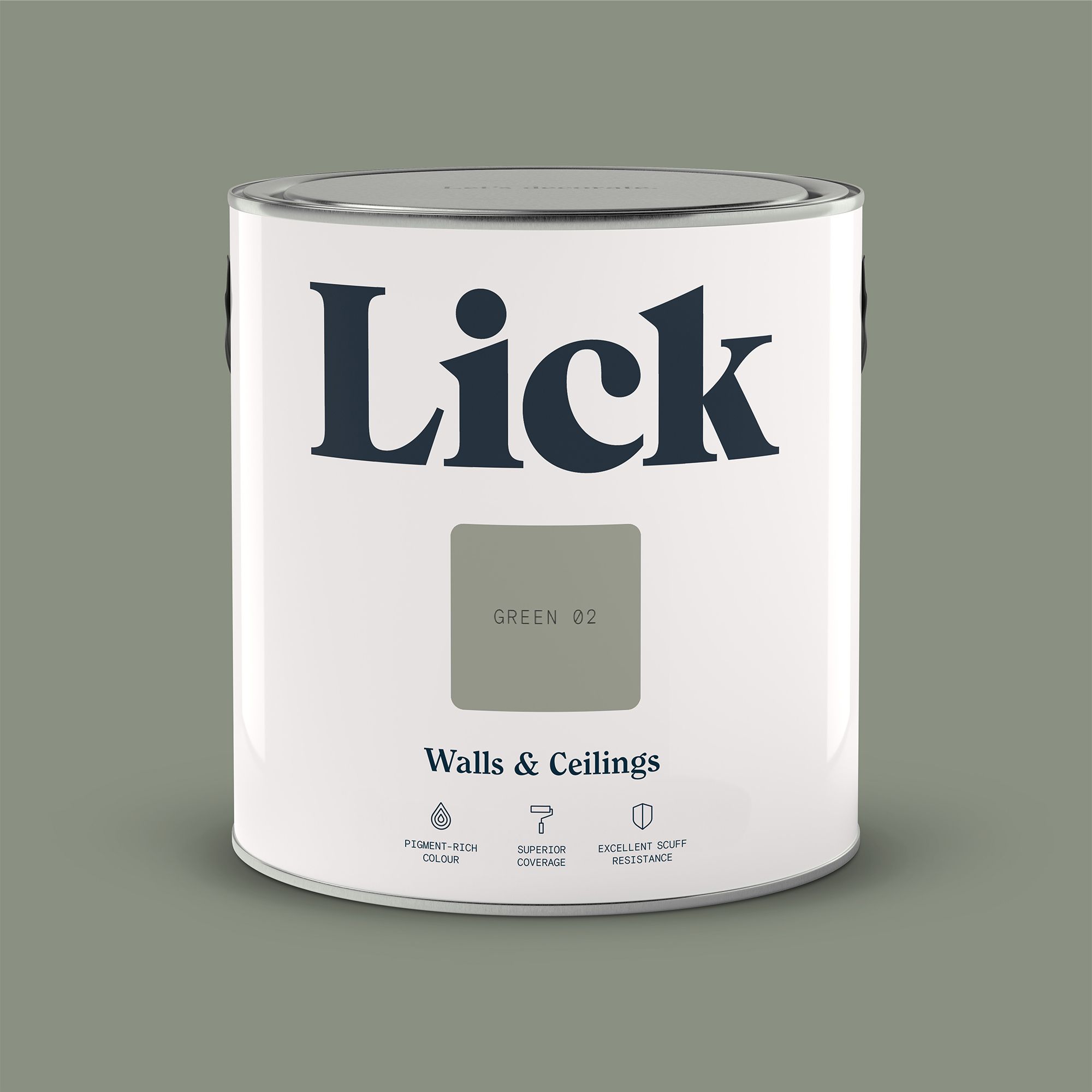 Lick Green 02 Matt Wall & ceiling Emulsion paint, 2.5L