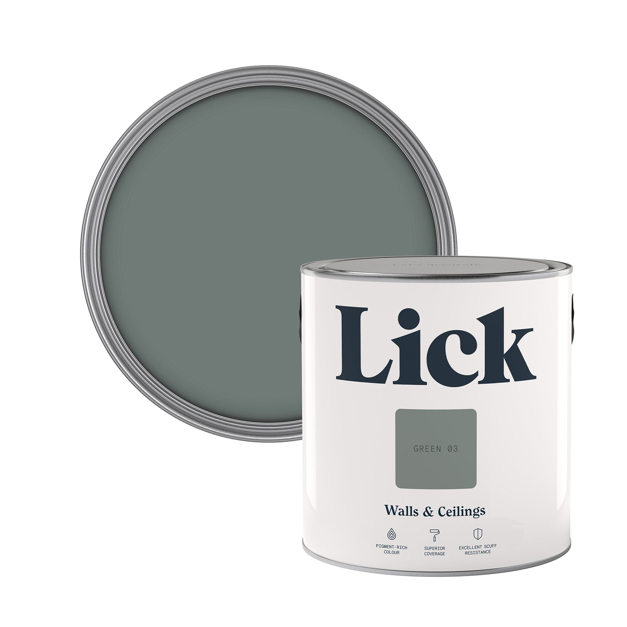 Lick Green 03 Matt Wall & ceiling Emulsion paint, 2.5L