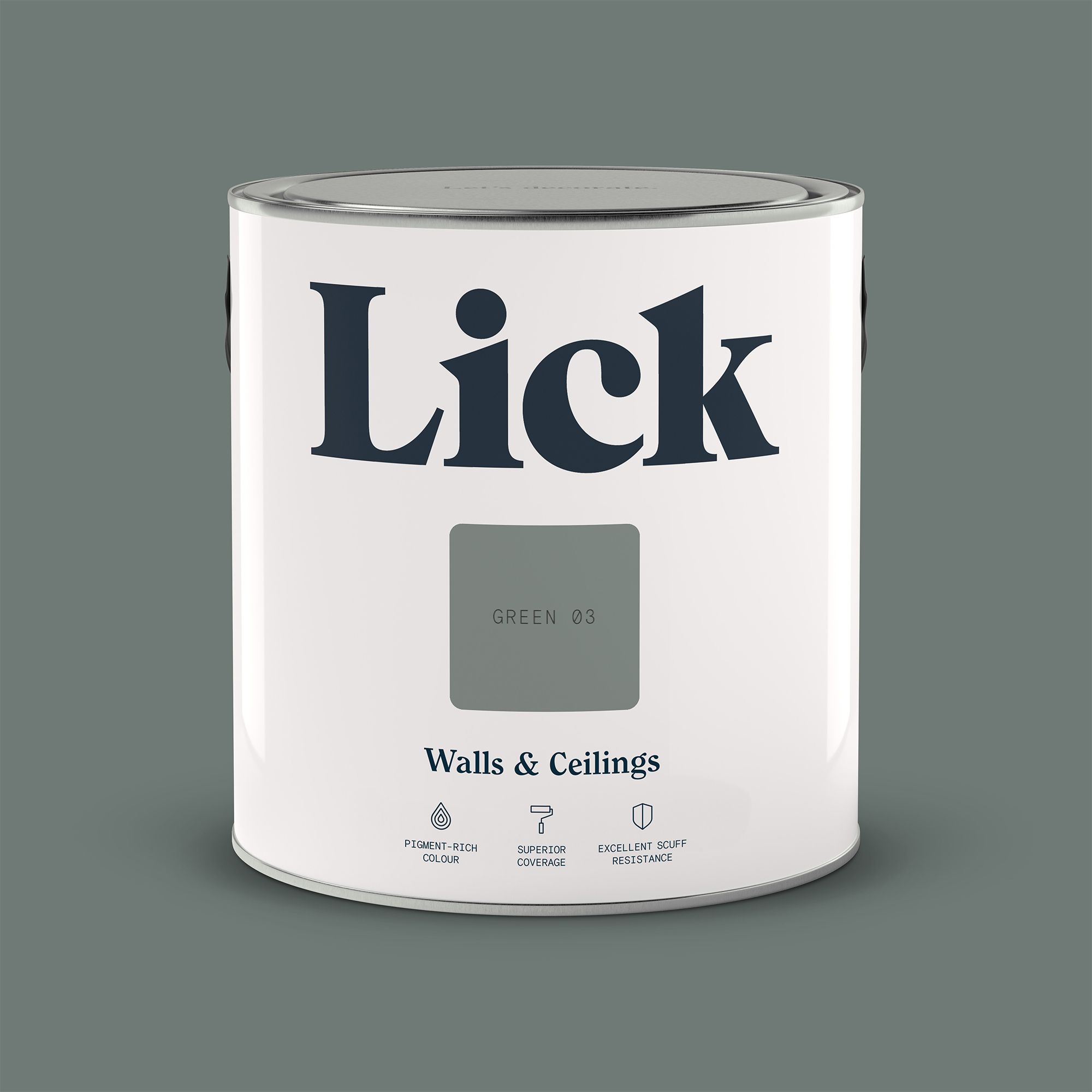 Lick Green 03 Matt Wall & ceiling Emulsion paint, 2.5L