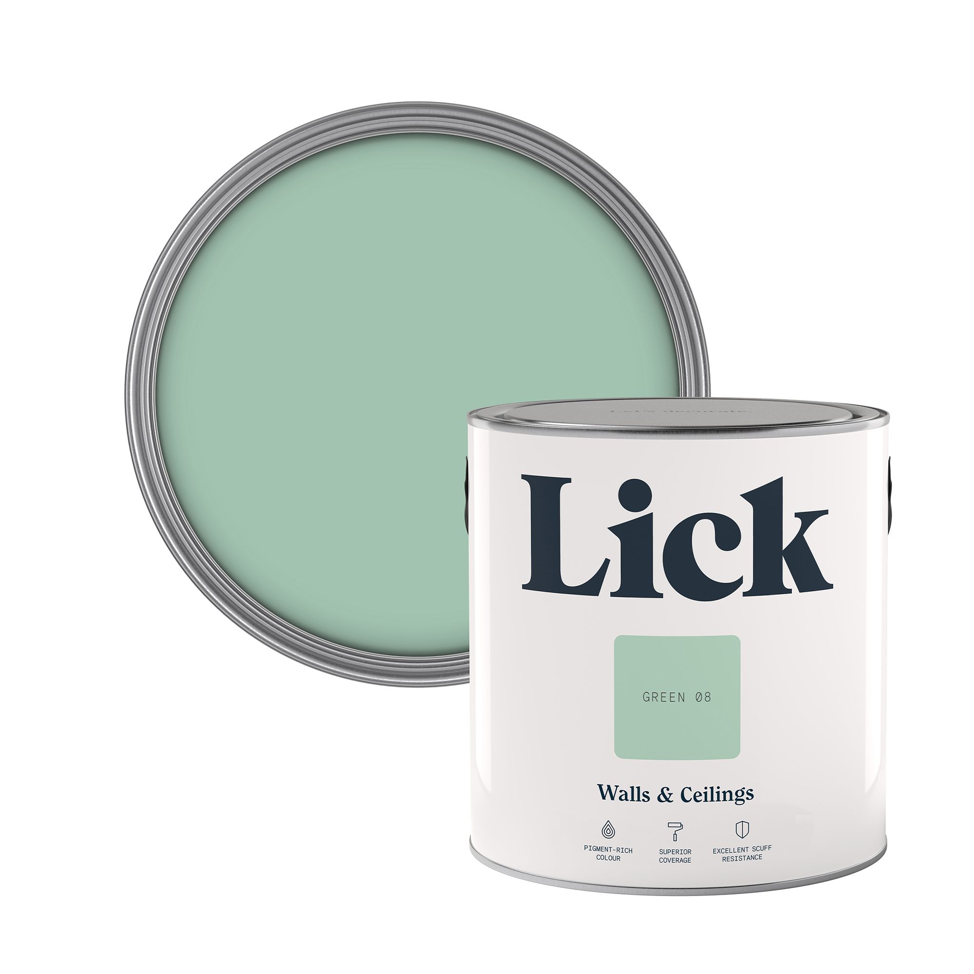 Lick Green 08 Matt Wall & ceiling Emulsion paint, 2.5L