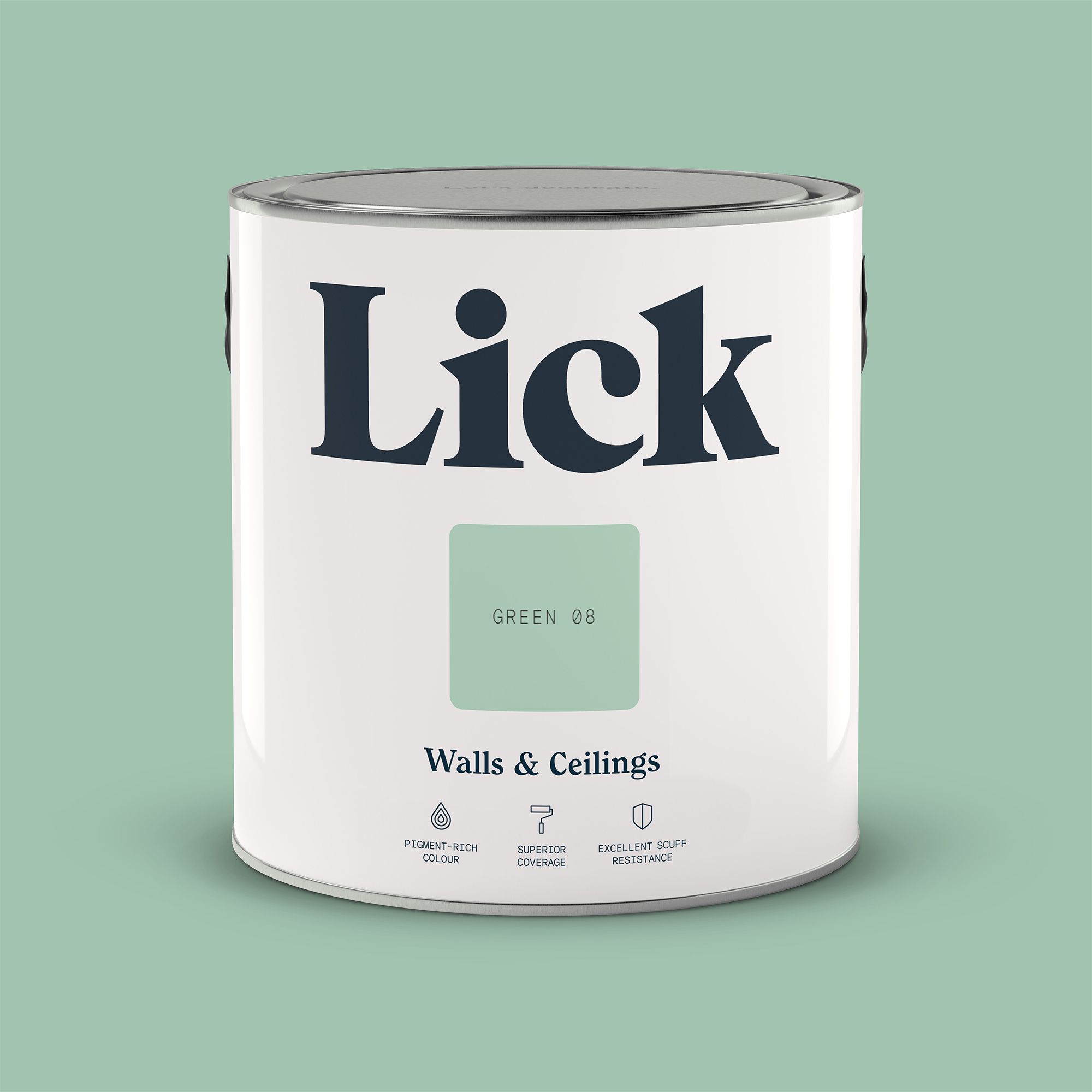 Lick Green 08 Matt Wall & ceiling Emulsion paint, 2.5L