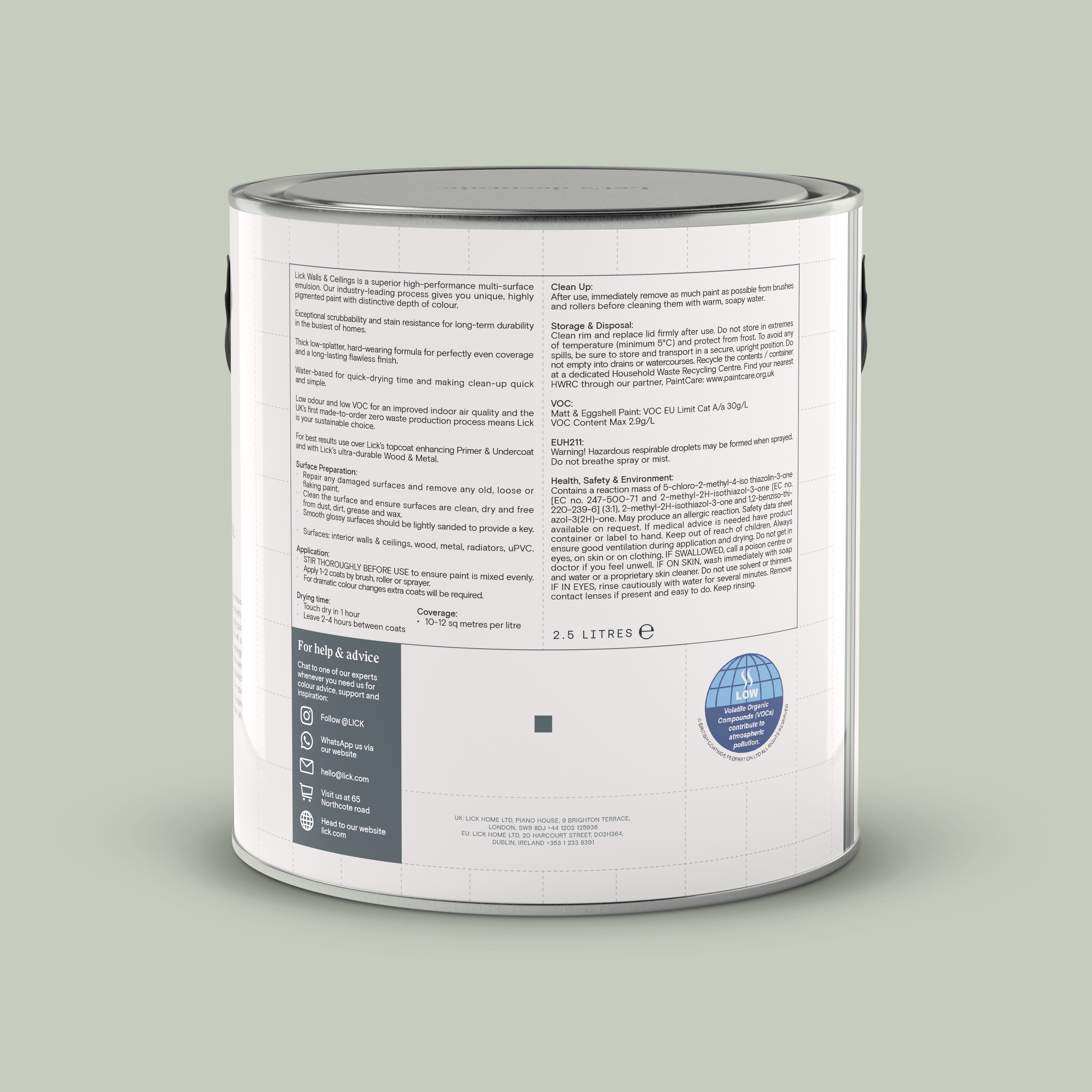 Lick Green 09 Eggshell Wall & ceiling Emulsion paint, 2.5L