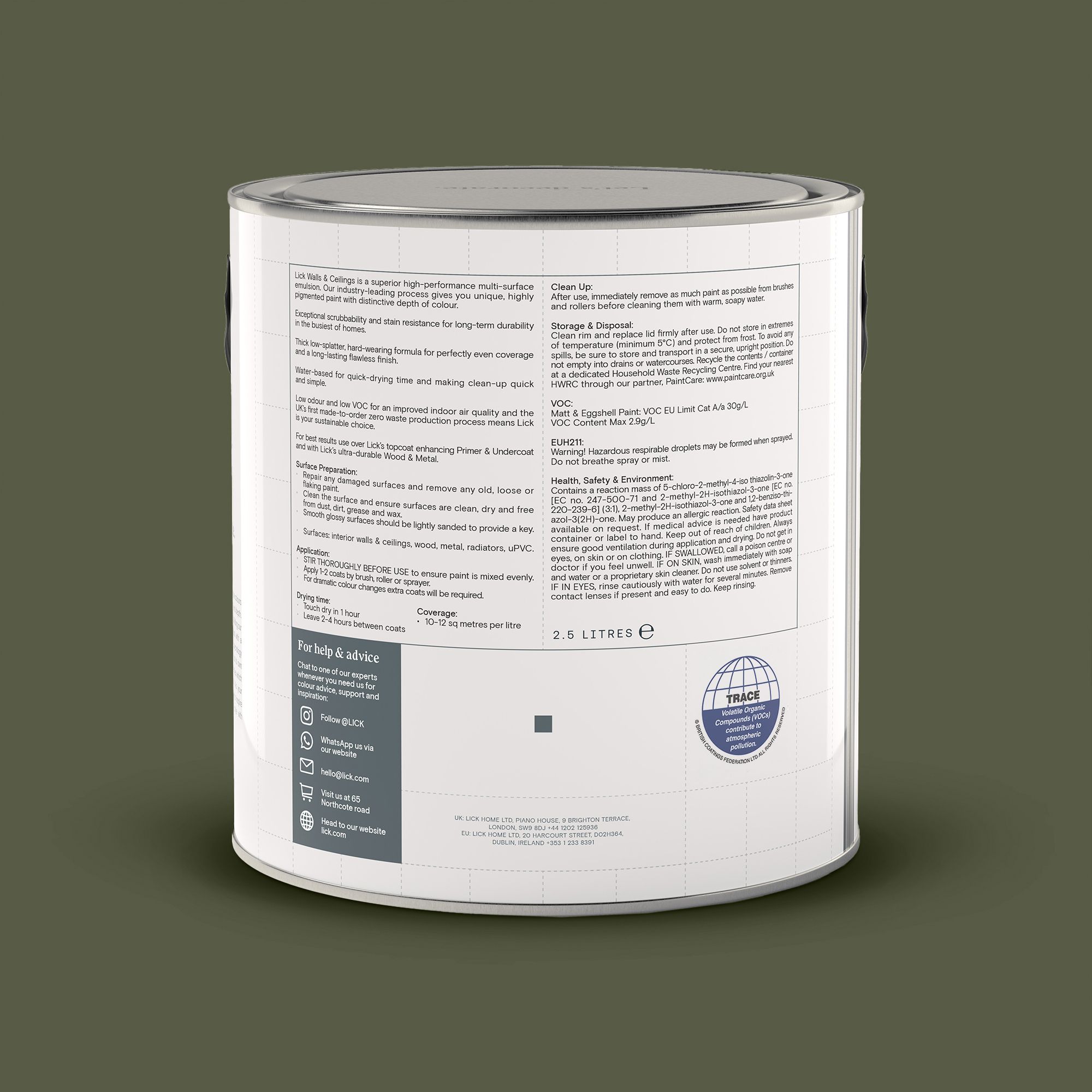 Lick Green 22 Eggshell Wall & ceiling Emulsion paint, 2.5L