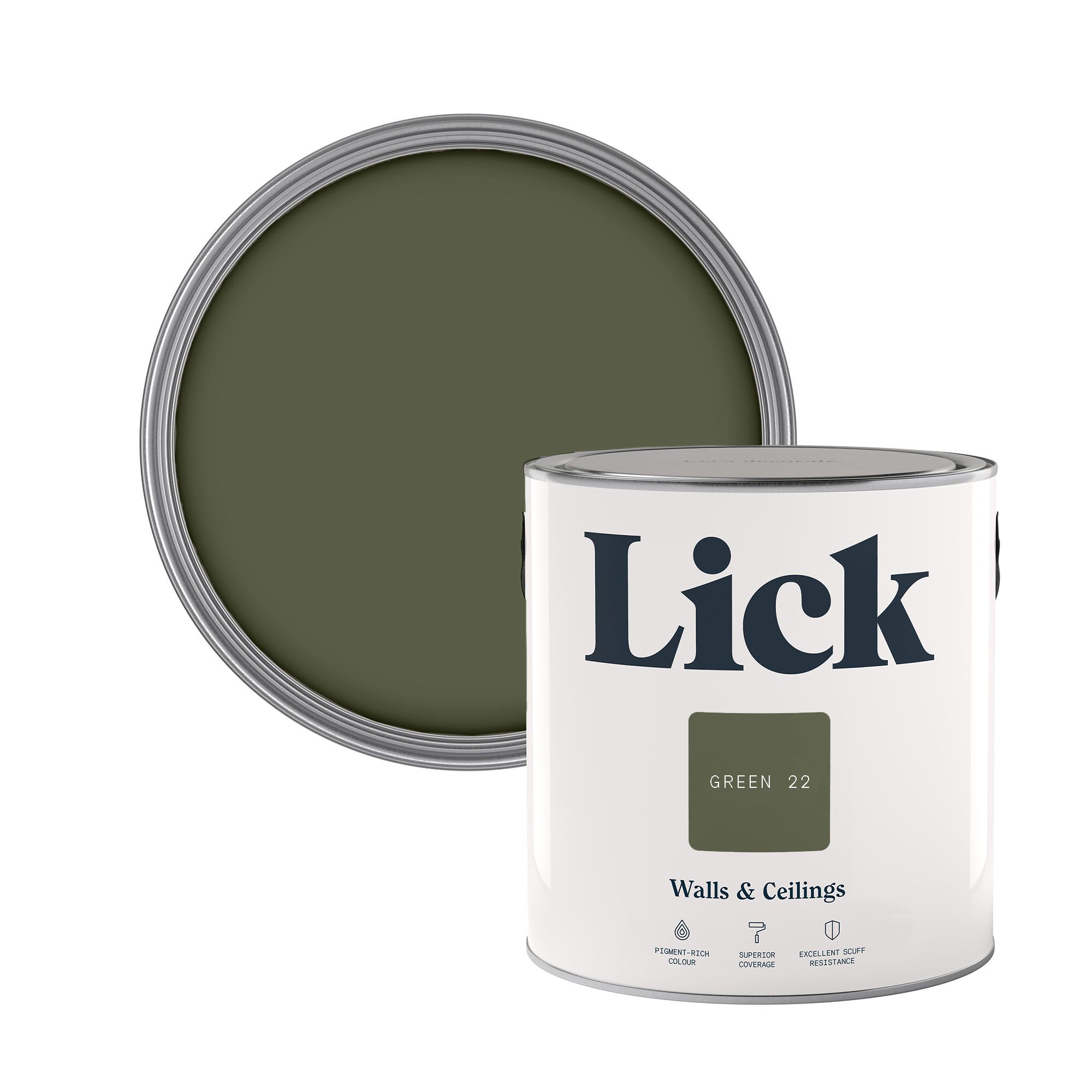 Lick Green 22 Matt Wall & ceiling Emulsion paint, 2.5L