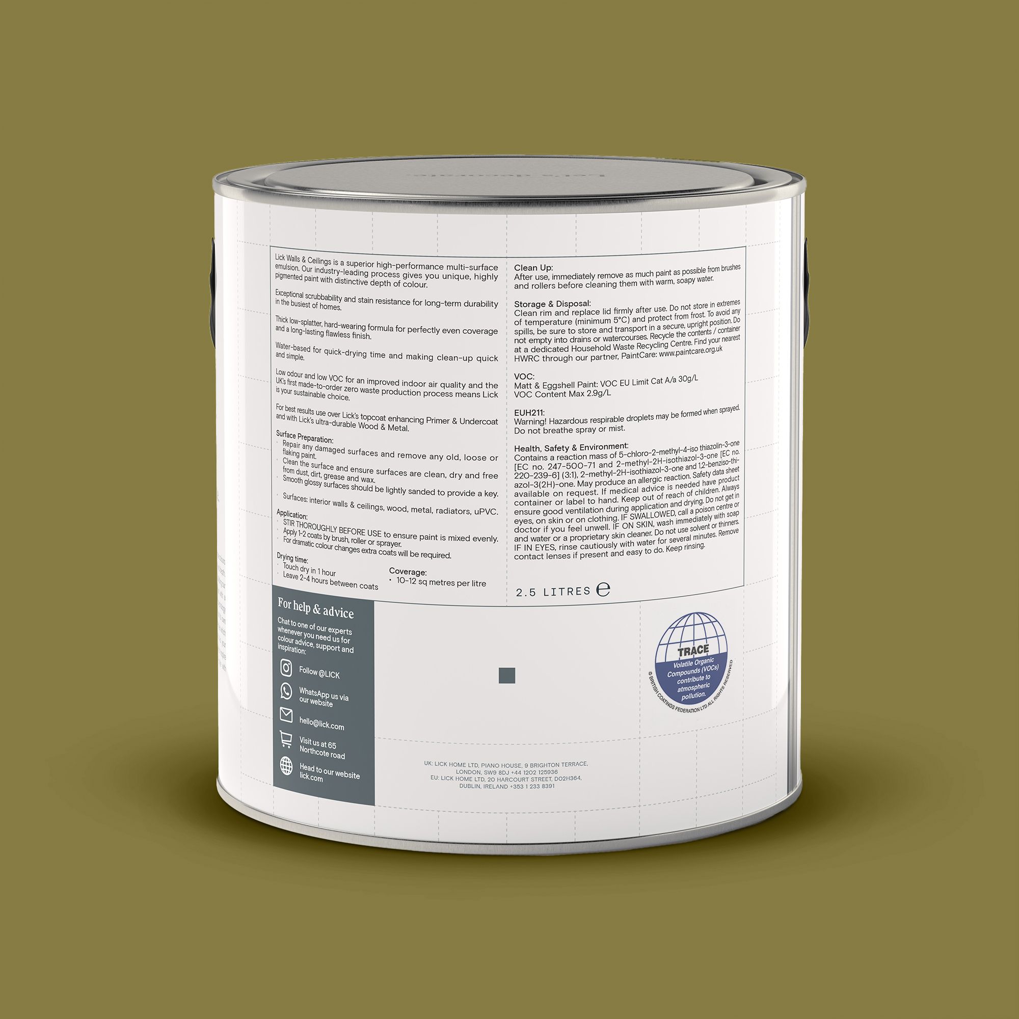 Lick Green 23 Matt Wall & ceiling Emulsion paint, 2.5L