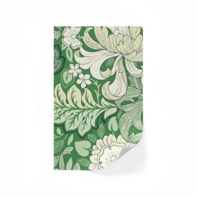 Lick Green, White & Beige Wildflowers 02 Textured Wallpaper Sample