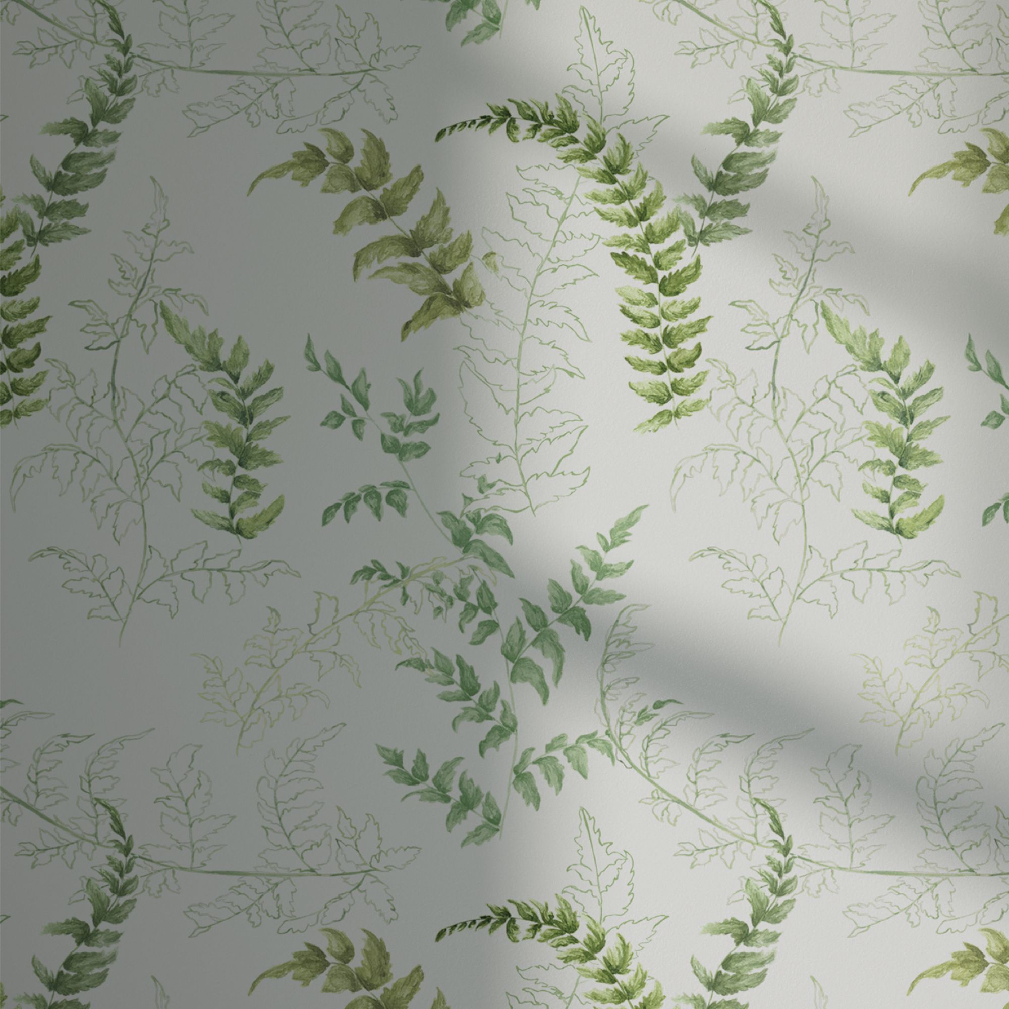 Lick Green & White Fern 01 Textured Wallpaper Sample