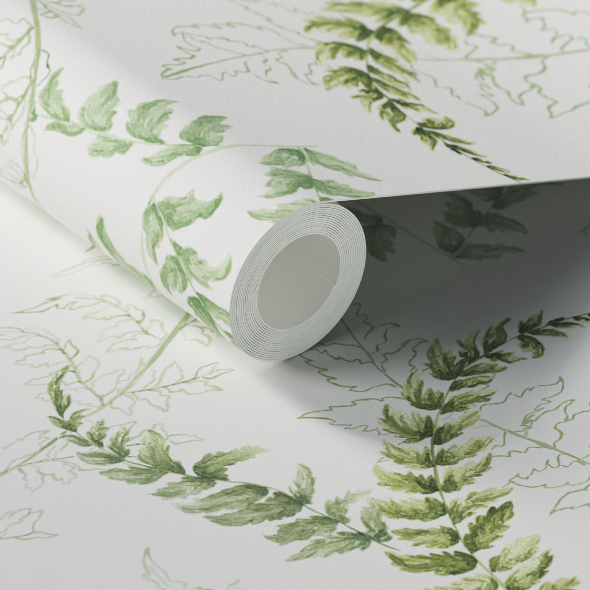 Lick Green & White Fern 01 Textured Wallpaper