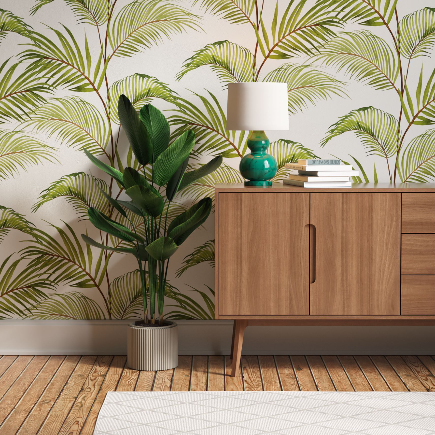 Lick Green & White Jungle 03 Natural Textured Wallpaper