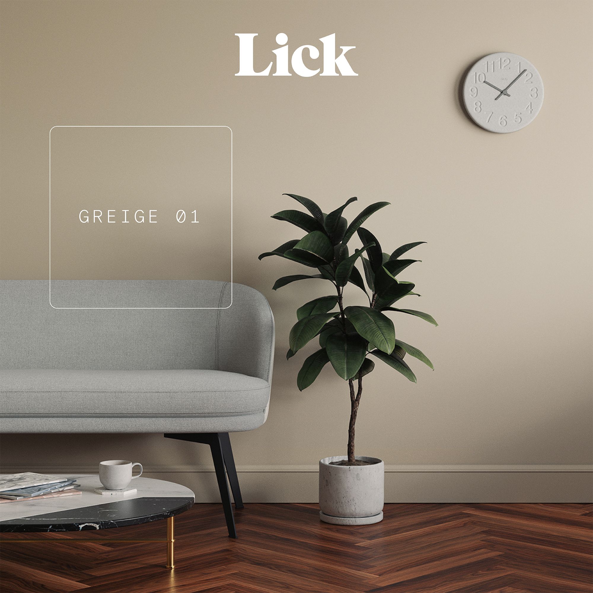 Lick Greige 01 Eggshell Emulsion paint, 2.5L