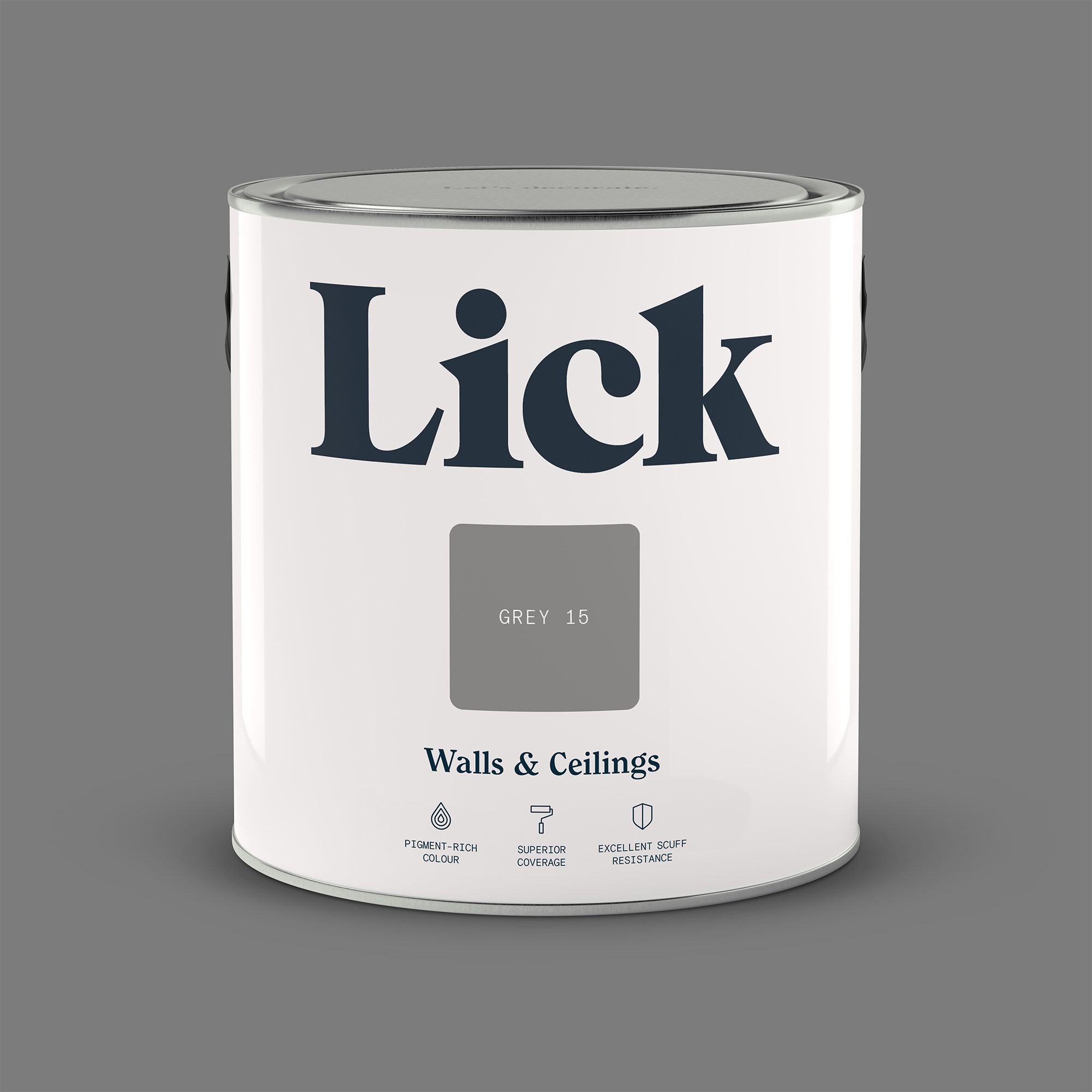 Lick Grey 15 Matt Emulsion paint, 2.5L