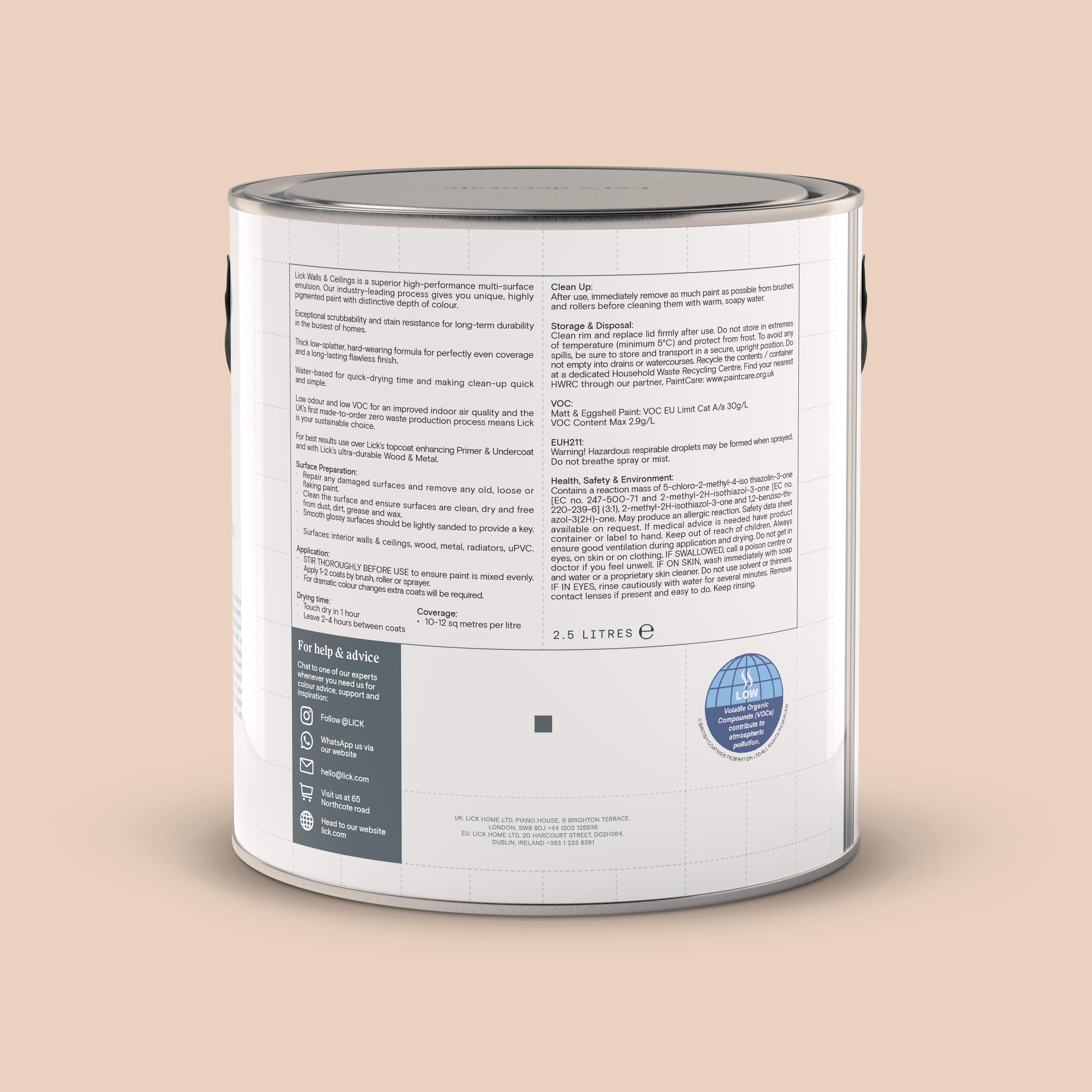 Lick Pink 02 Eggshell Emulsion paint, 2.5L