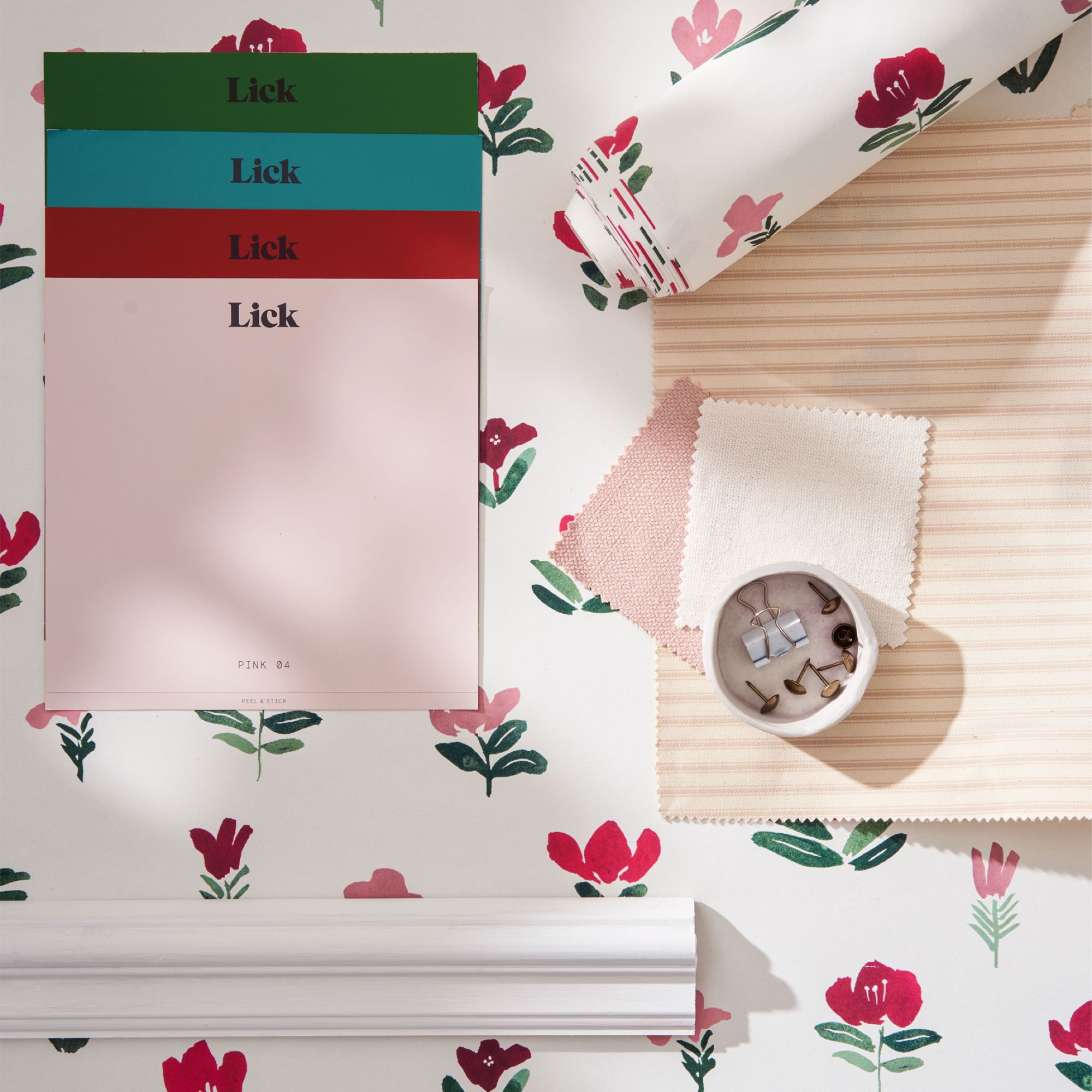 Lick Pink & White Petals 01 Children's Textured Wallpaper