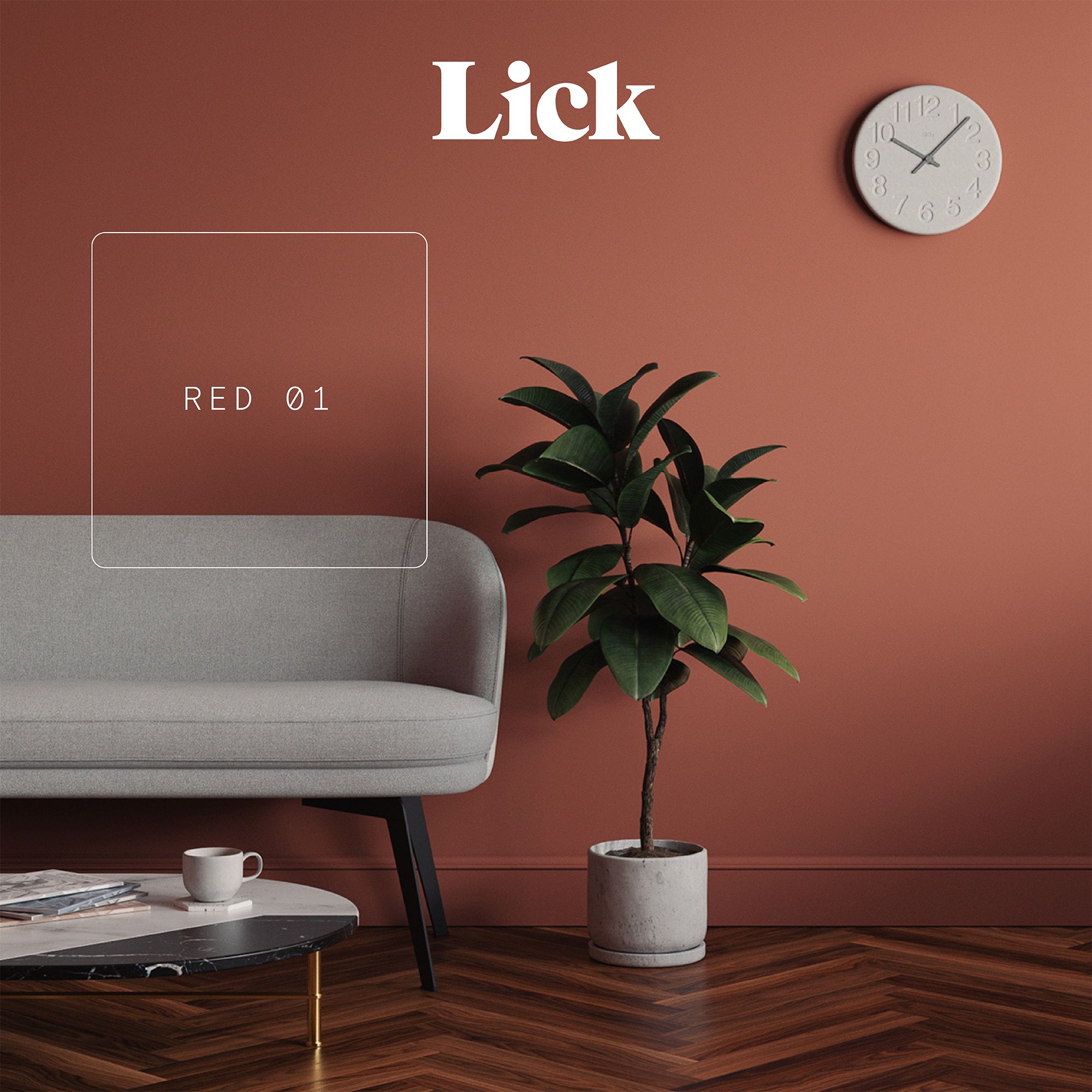 Lick Red 01 Matt Emulsion paint, 2.5L