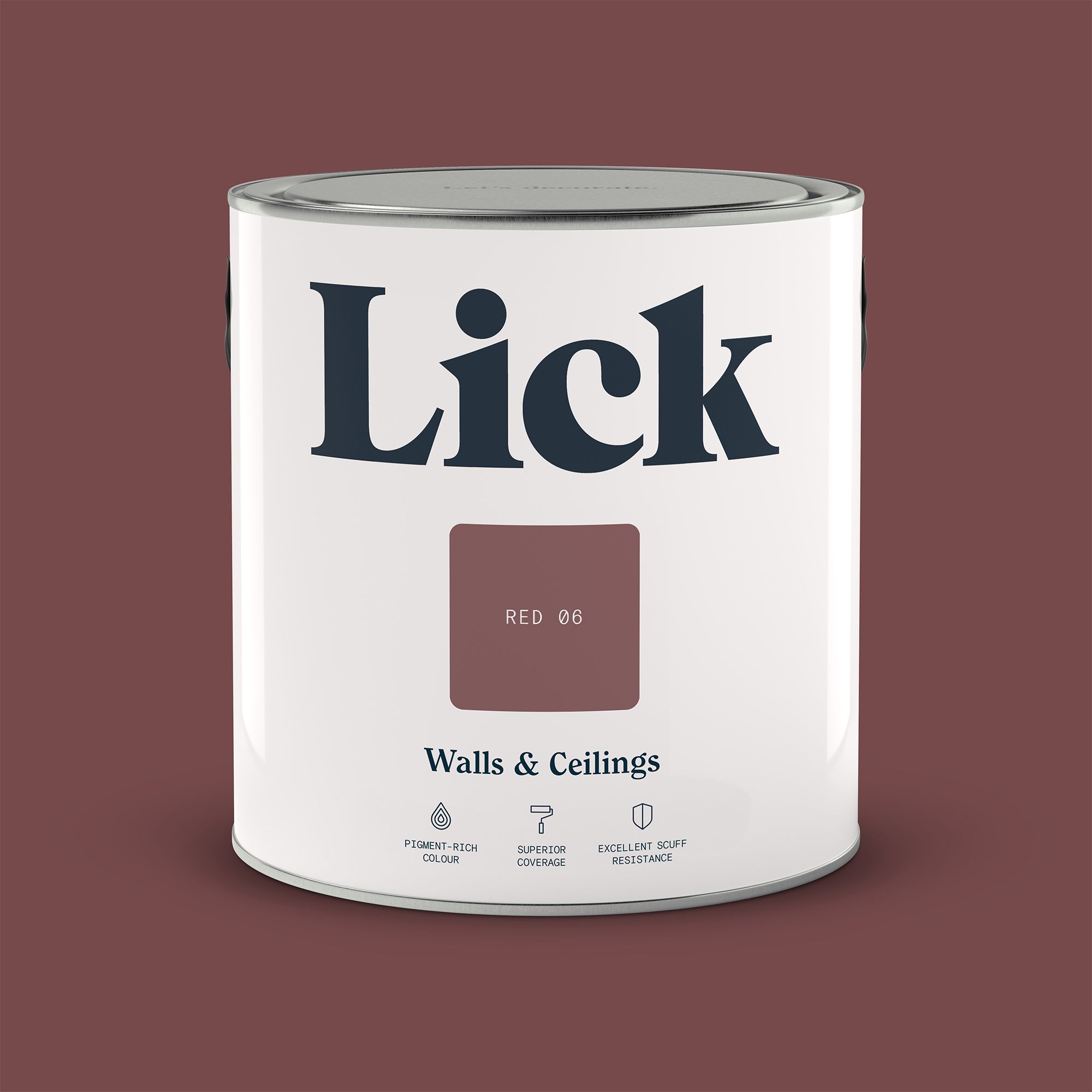 Lick Red 06 Matt Emulsion paint, 2.5L