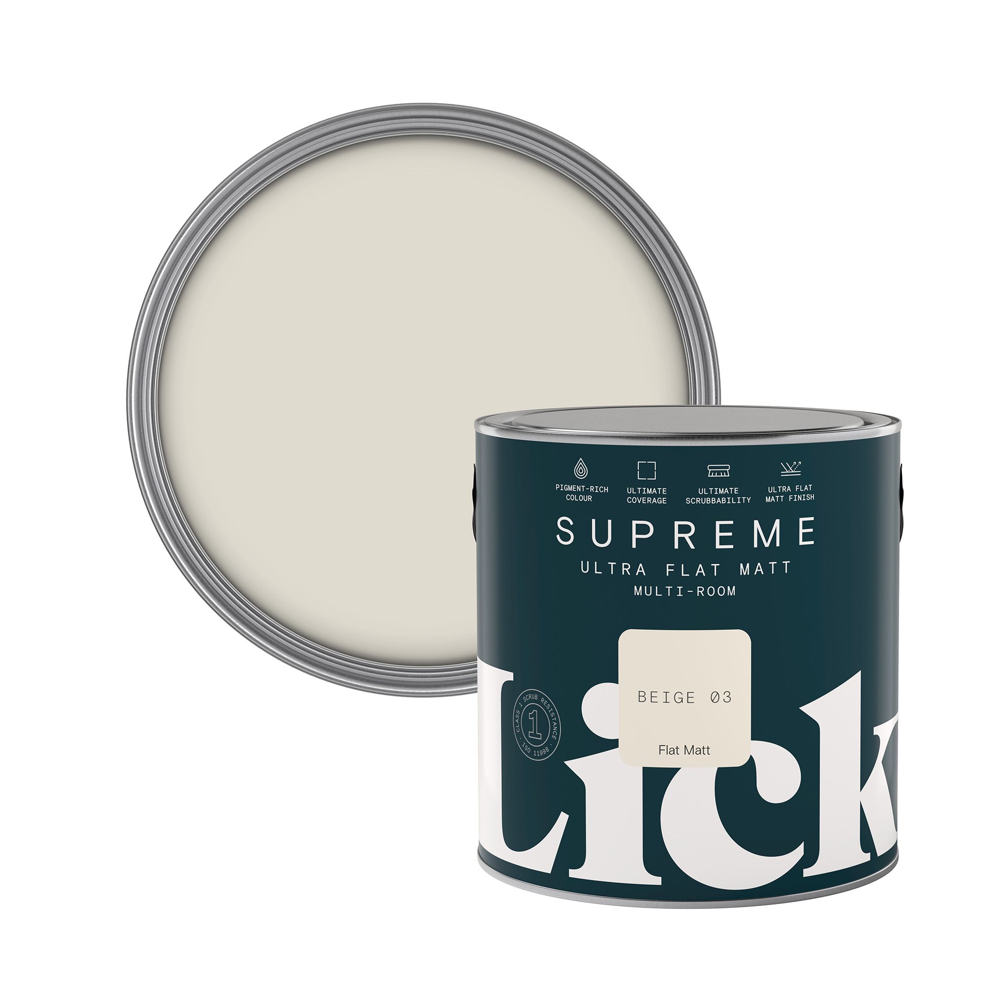 Lick Supreme Beige 03 Flat matt Multi-surface Emulsion paint, 2.5L