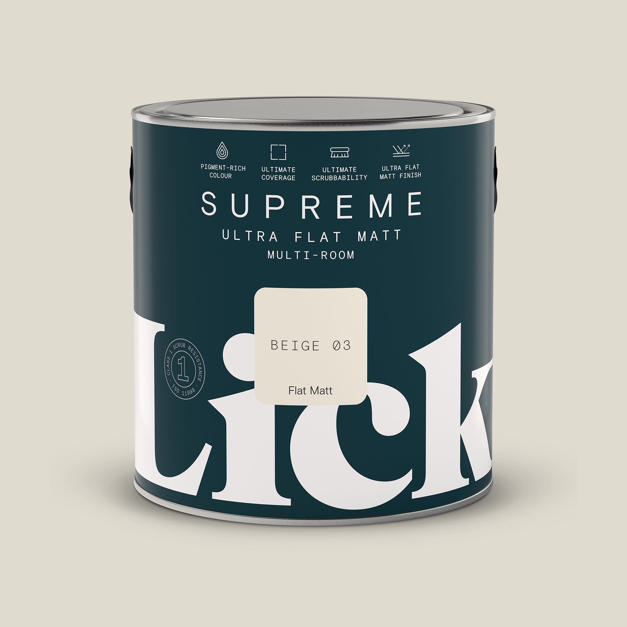 Lick Supreme Beige 03 Flat matt Multi-surface Emulsion paint, 2.5L