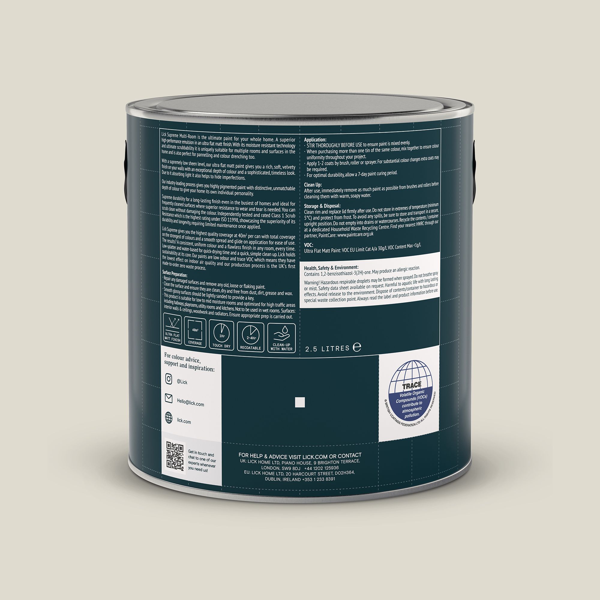 Lick Supreme Beige 03 Flat matt Multi-surface Emulsion paint, 2.5L