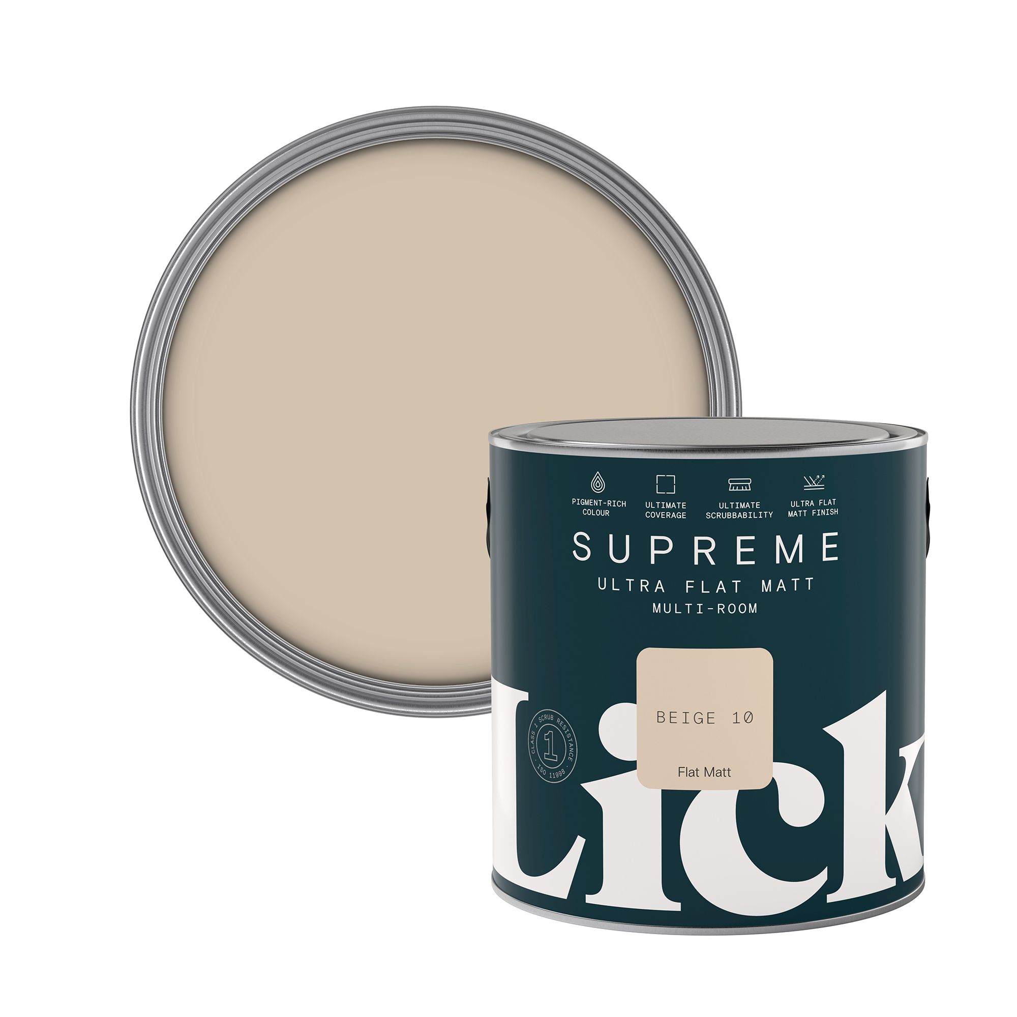 Lick Supreme Beige 10 Flat matt Multi-surface Emulsion paint, 2.5L