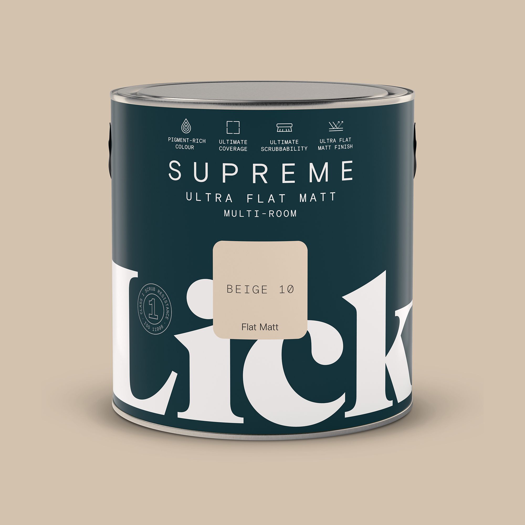 Lick Supreme Beige 10 Flat matt Multi-surface Emulsion paint, 2.5L
