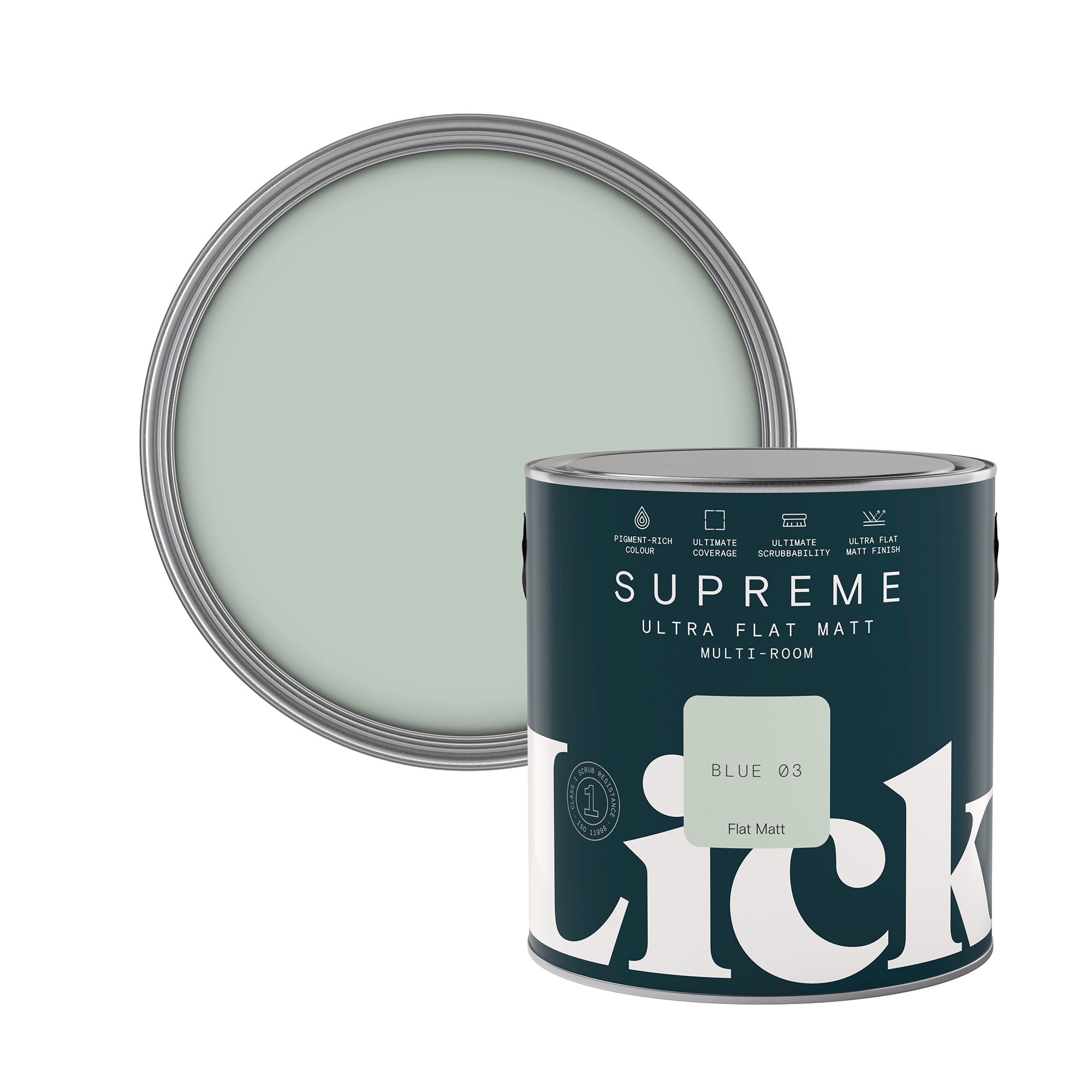 Lick Supreme Blue 03 Flat matt Multi-surface Emulsion paint, 2.5L