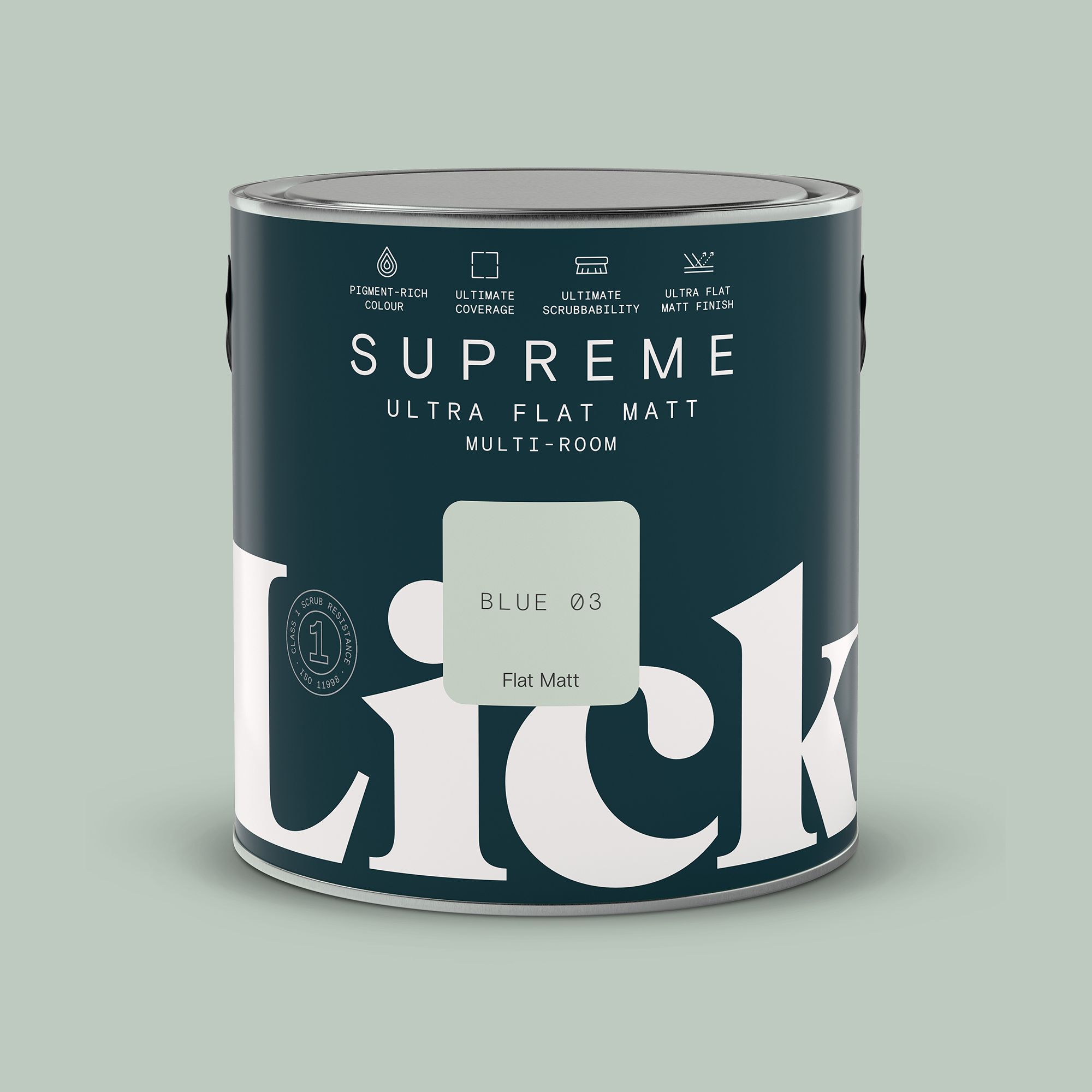 Lick Supreme Blue 03 Flat matt Multi-surface Emulsion paint, 2.5L