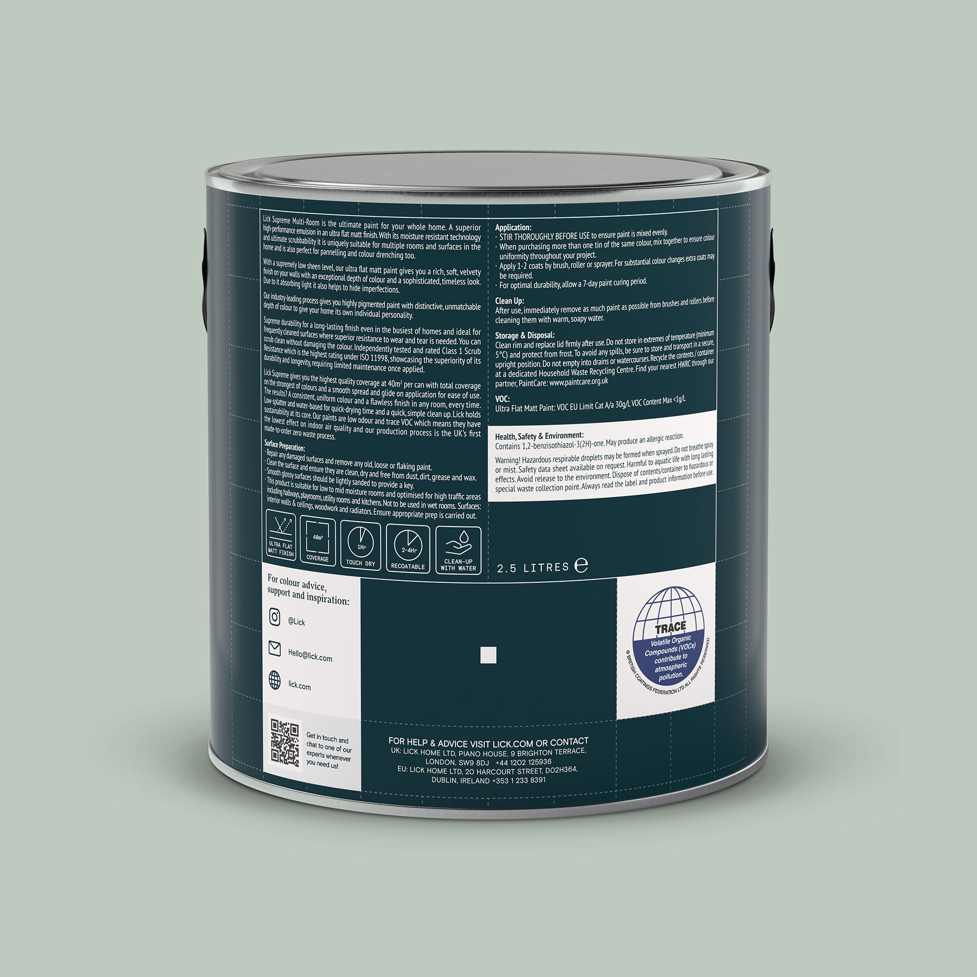 Lick Supreme Blue 03 Flat matt Multi-surface Emulsion paint, 2.5L