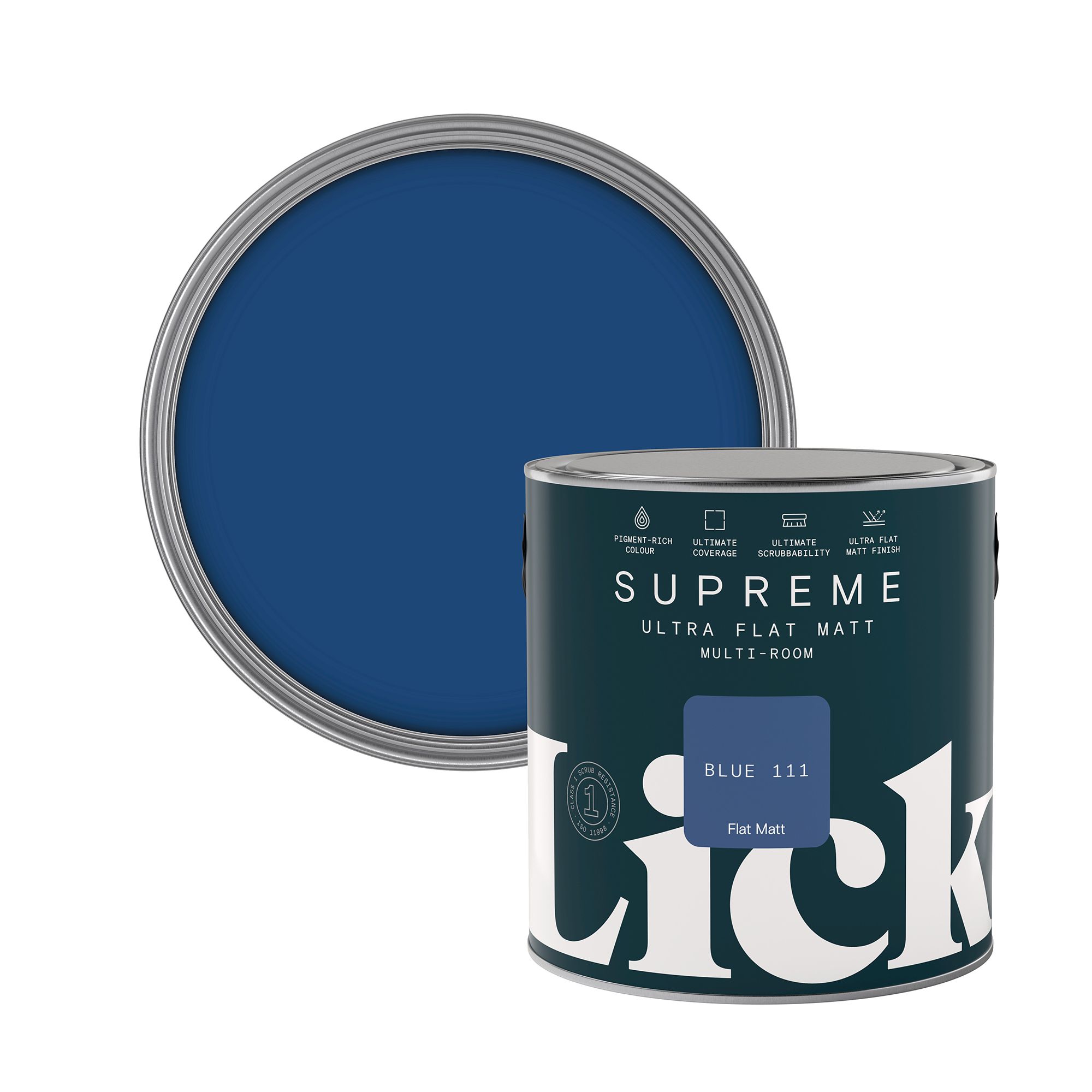 Lick Supreme Blue 111 Flat matt Multi-surface Emulsion paint, 2.5L