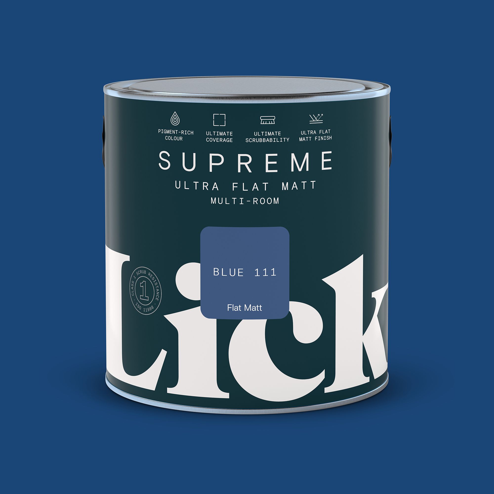 Lick Supreme Blue 111 Flat matt Multi-surface Emulsion paint, 2.5L