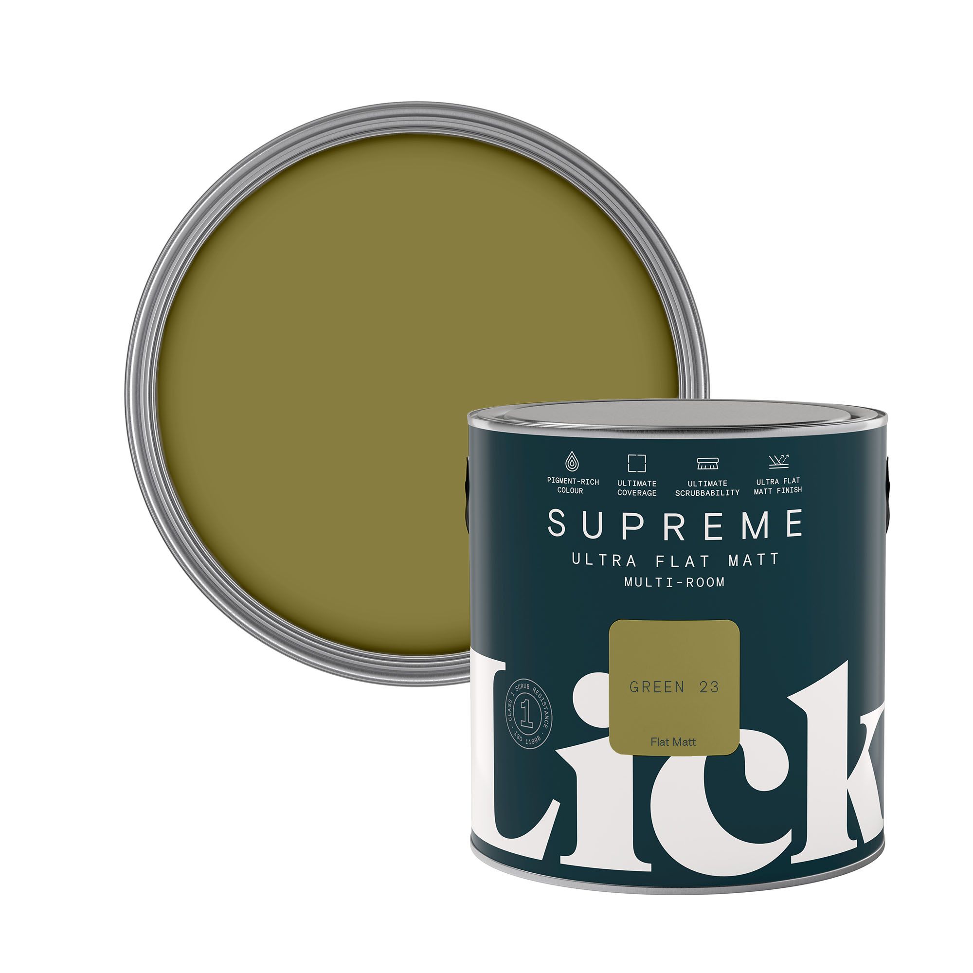 Lick Supreme Green 23 Flat matt Multi-surface Emulsion paint, 2.5L