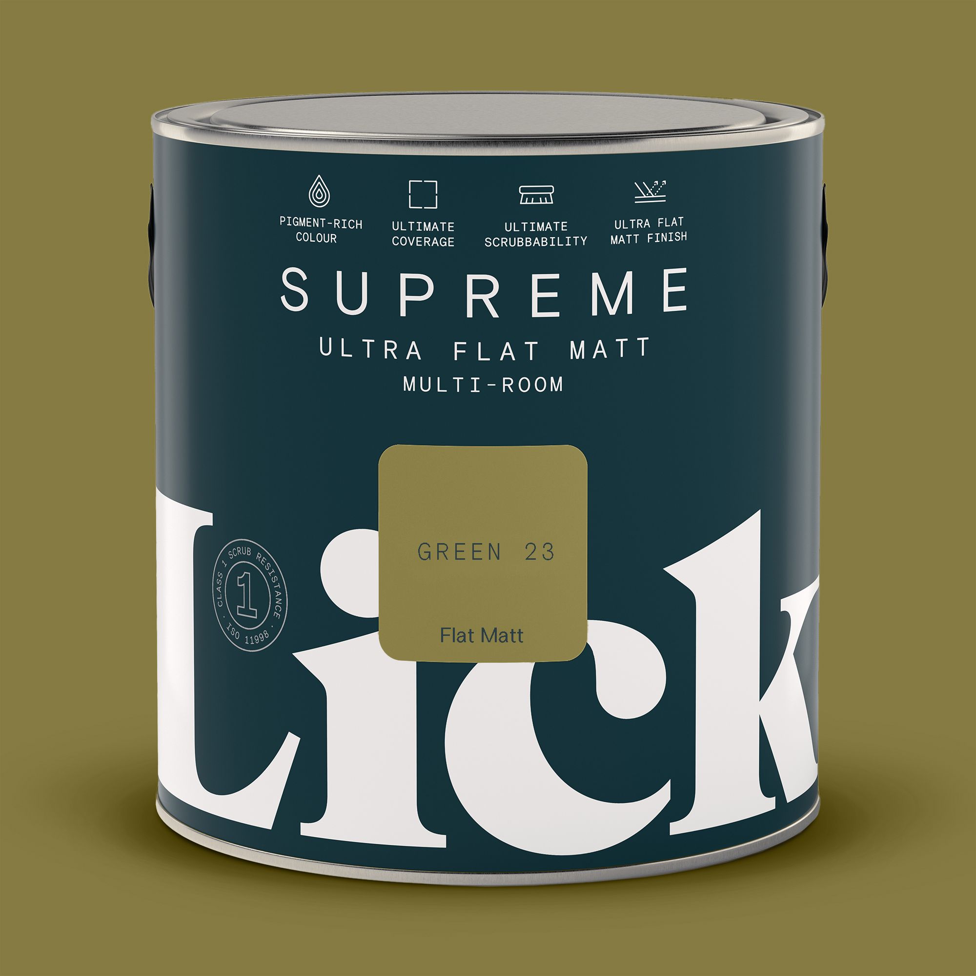 Lick Supreme Green 23 Flat matt Multi-surface Emulsion paint, 2.5L