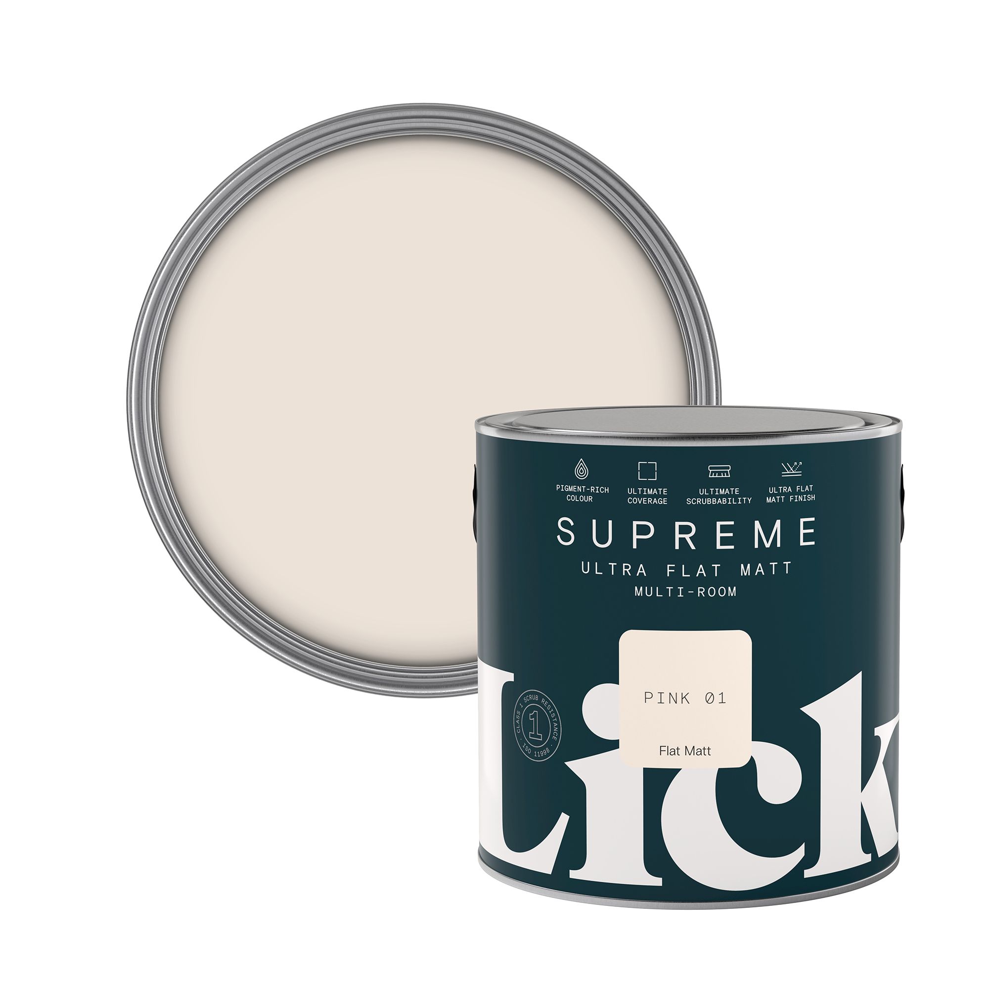 Lick Supreme Pink 01 Flat matt Multi-surface Emulsion paint, 2.5L