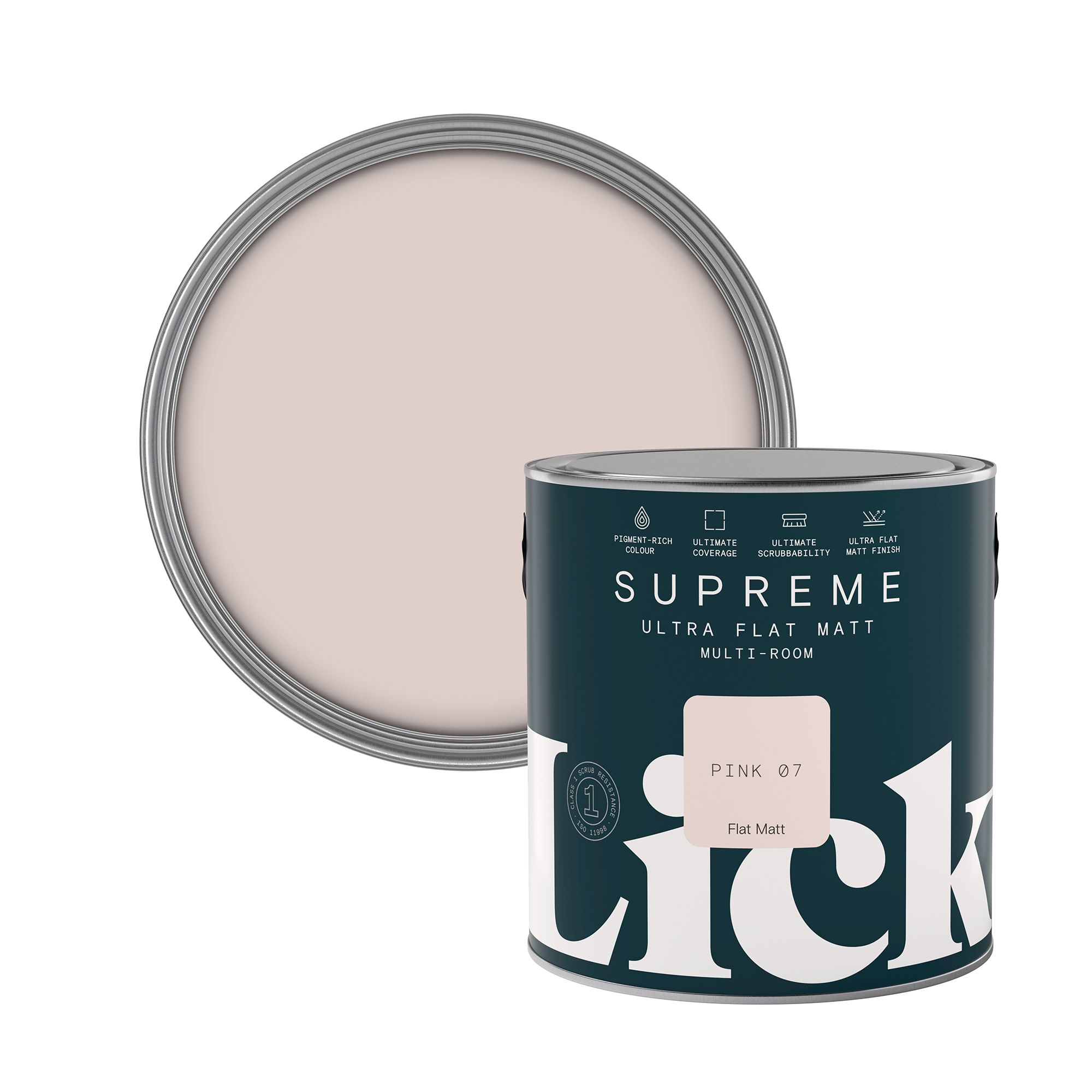 Lick Supreme Pink 07 Flat matt Multi-surface Emulsion paint, 2.5L