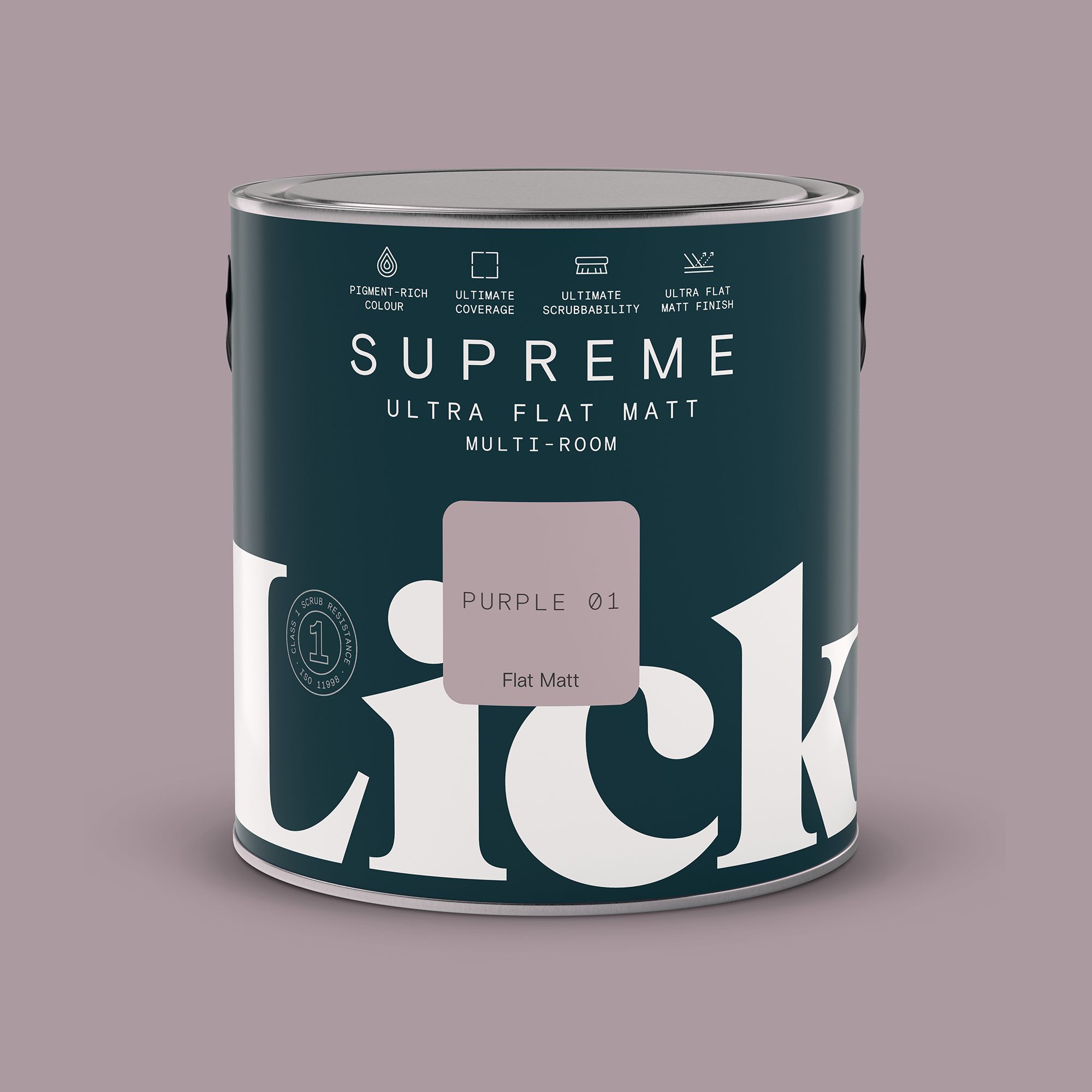 Lick Supreme Purple 01 Flat matt Multi-surface Emulsion paint, 2.5L
