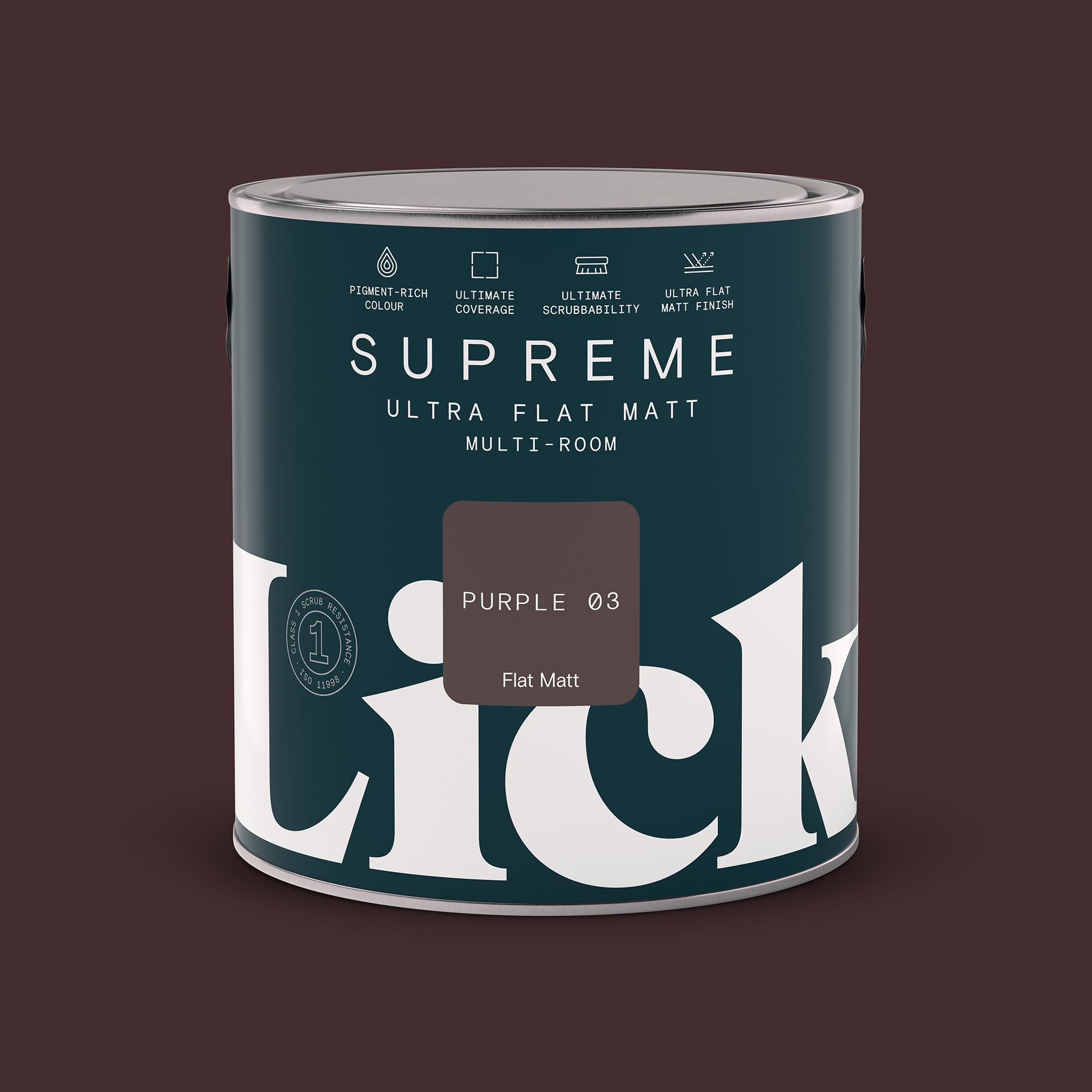 Lick Supreme Purple 03 Flat matt Multi-surface Emulsion paint, 2.5L