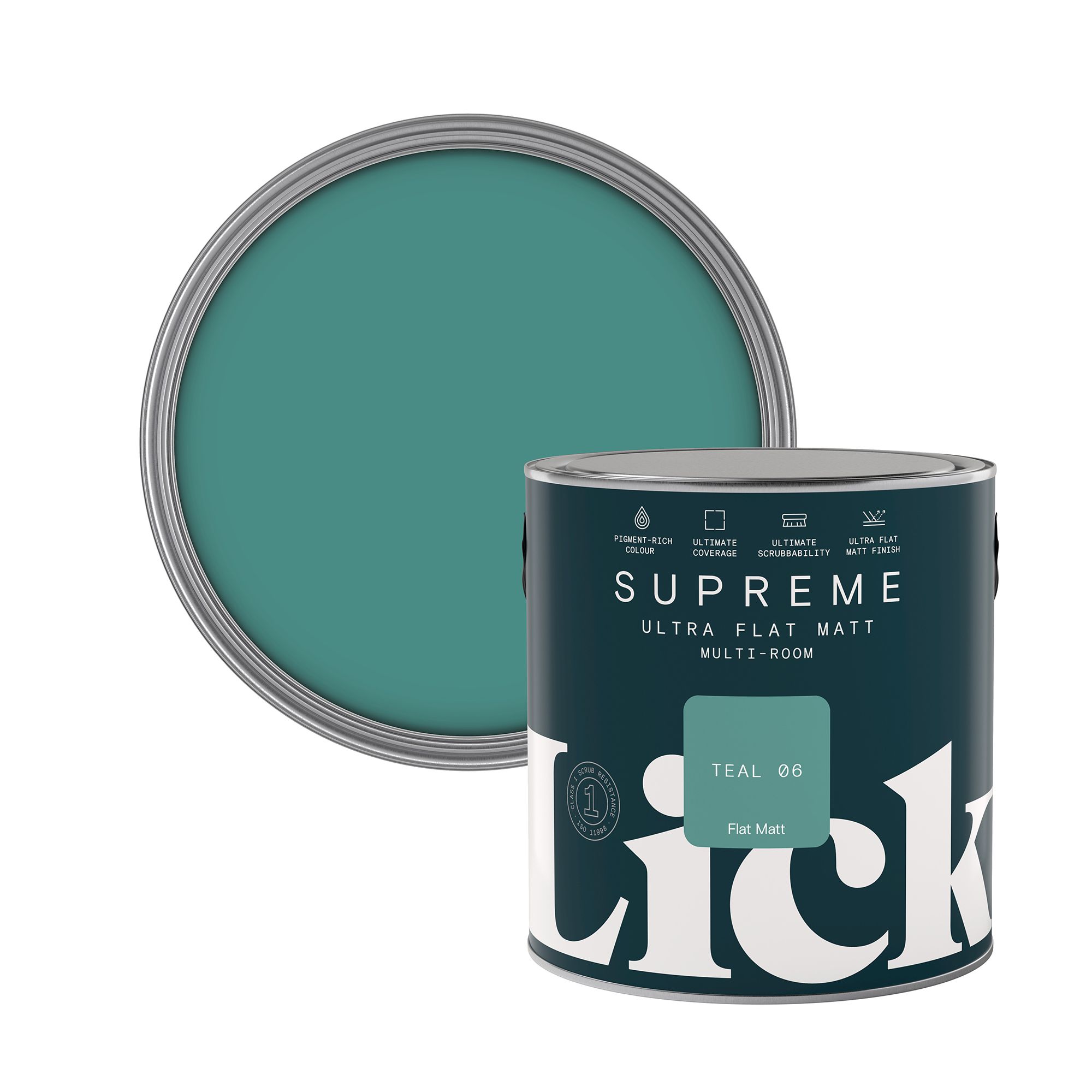 Lick Supreme Teal 06 Flat matt Multi-surface Emulsion paint, 2.5L