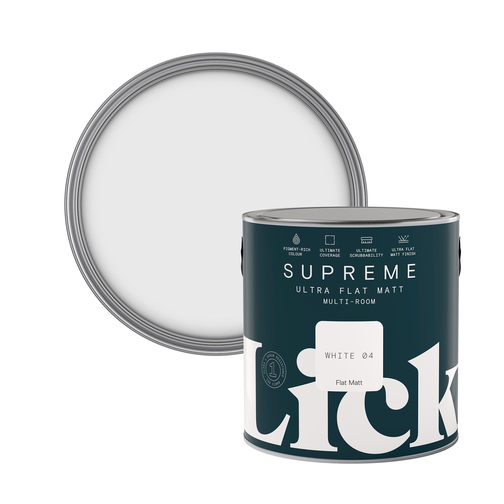 Lick Supreme White 04 Flat matt Multi-surface Emulsion paint, 2.5L
