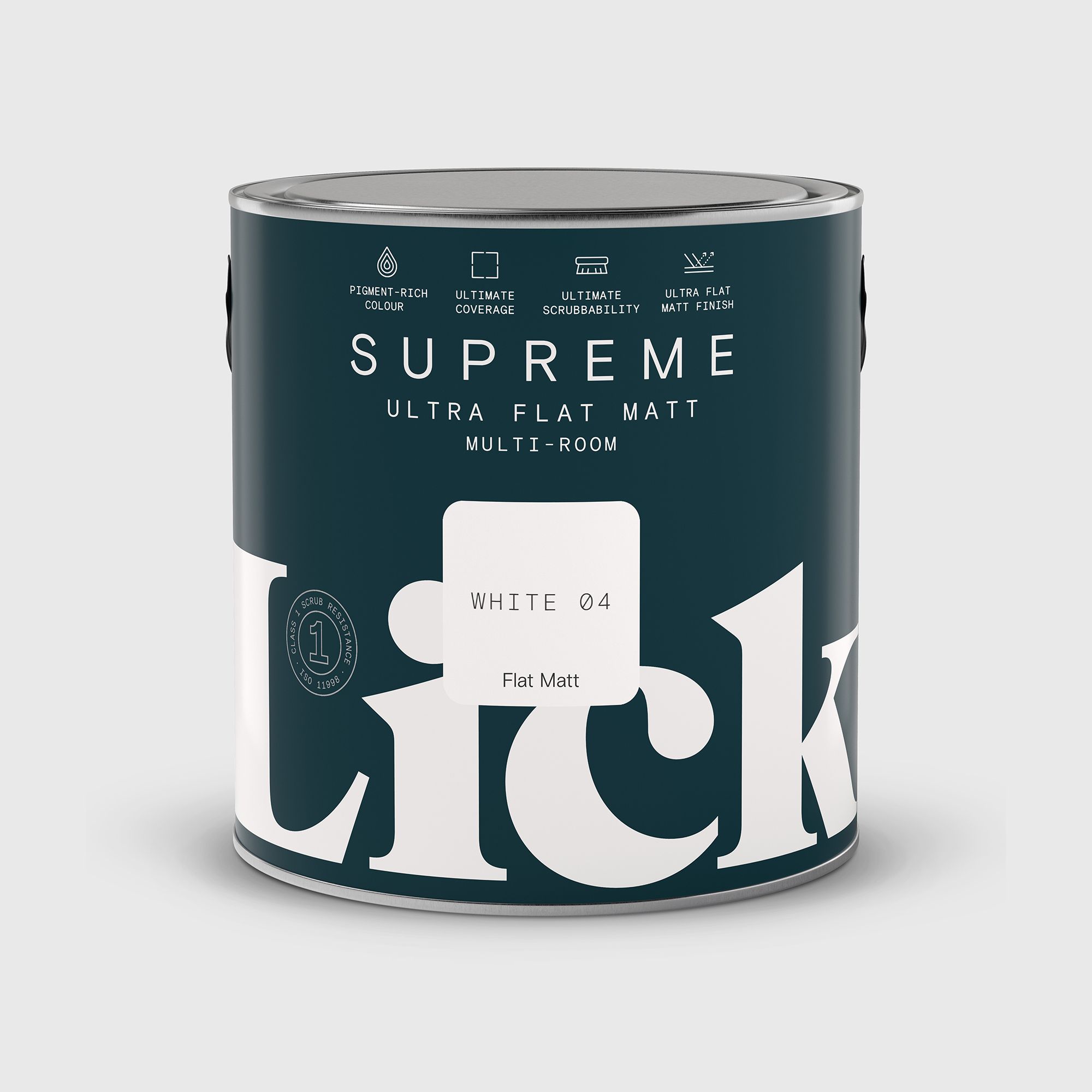 Lick Supreme White 04 Flat matt Multi-surface Emulsion paint, 2.5L